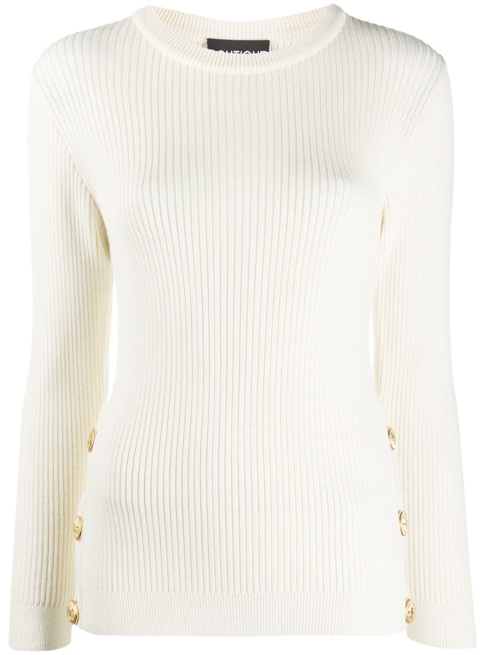 ribbed knit side-slit jumper - 1