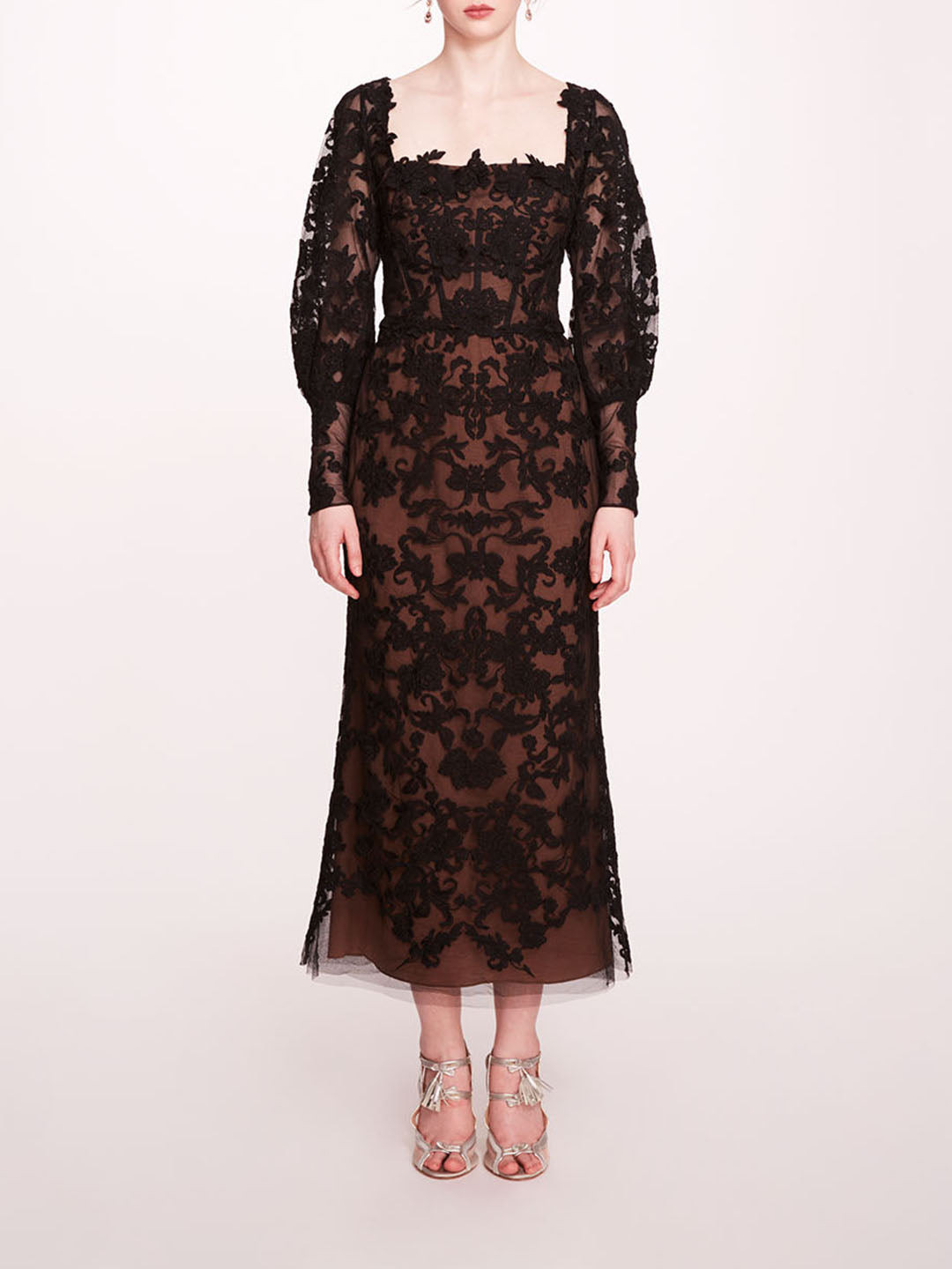 LONG SLEEVE CORDED MIDI DRESS - 1