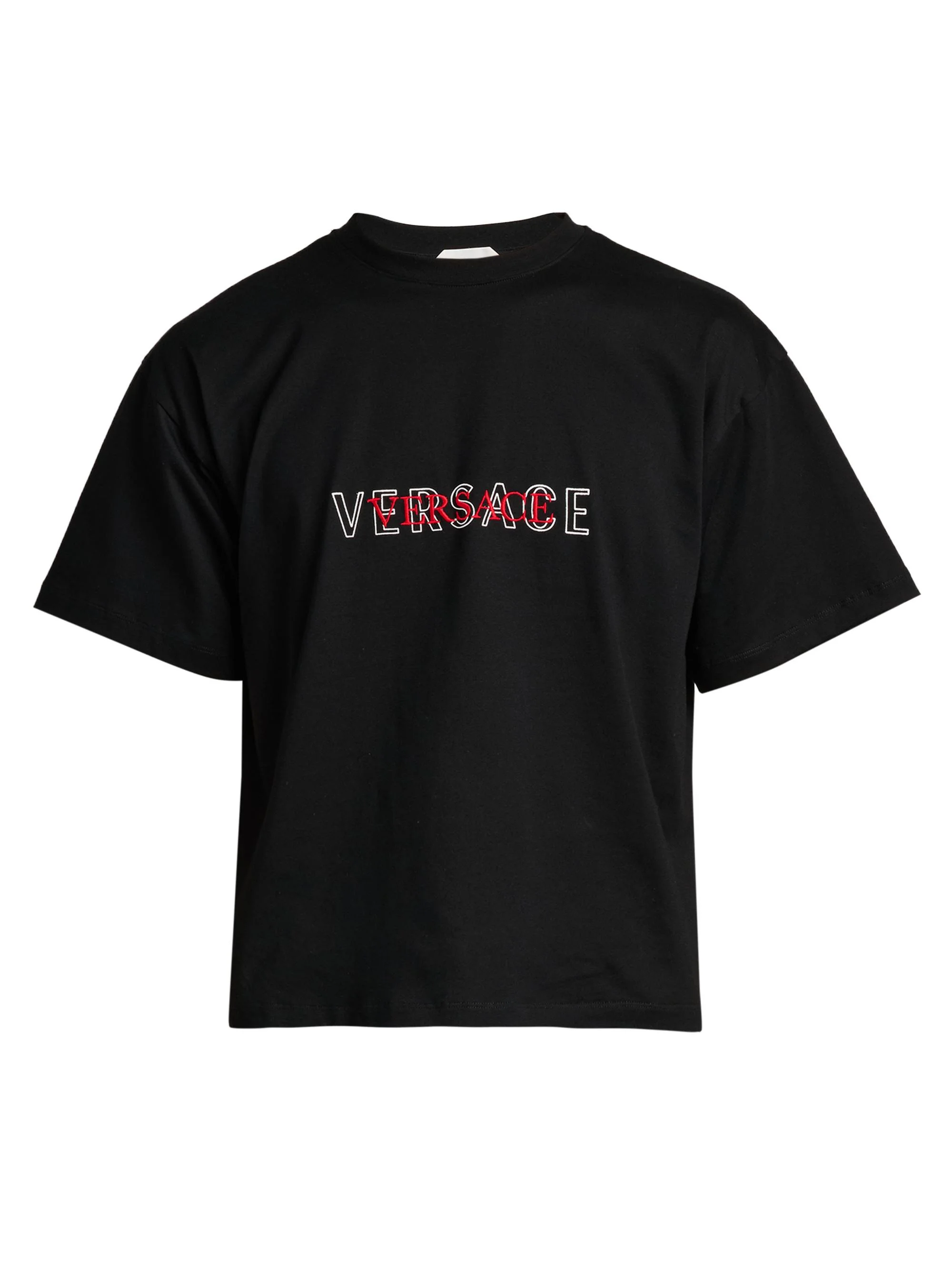 Men's Logo-Embroidered Cotton T-Shirt - Black - 1