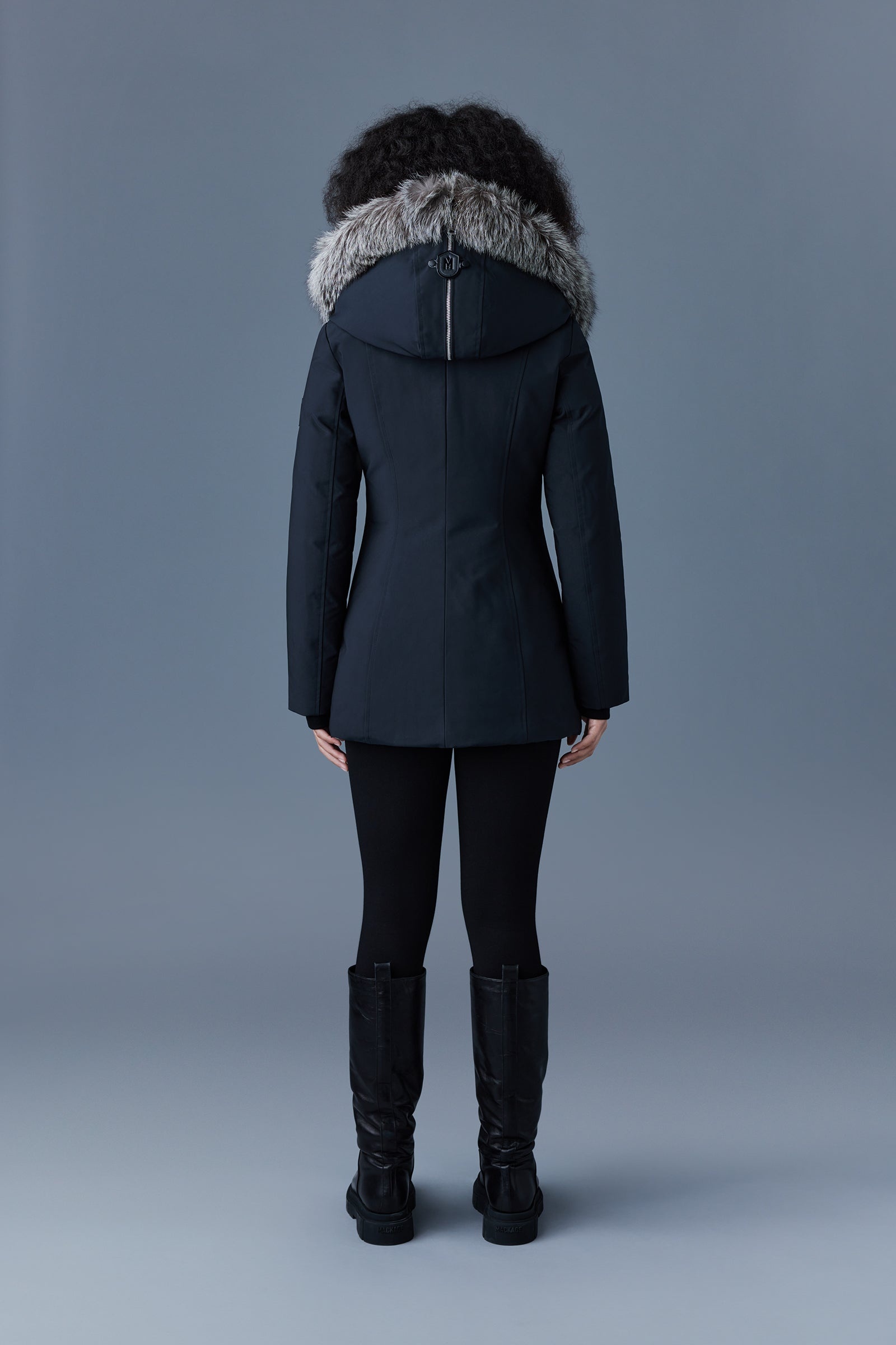 AKIVA down coat with silver fox fur trimmed hood - 4