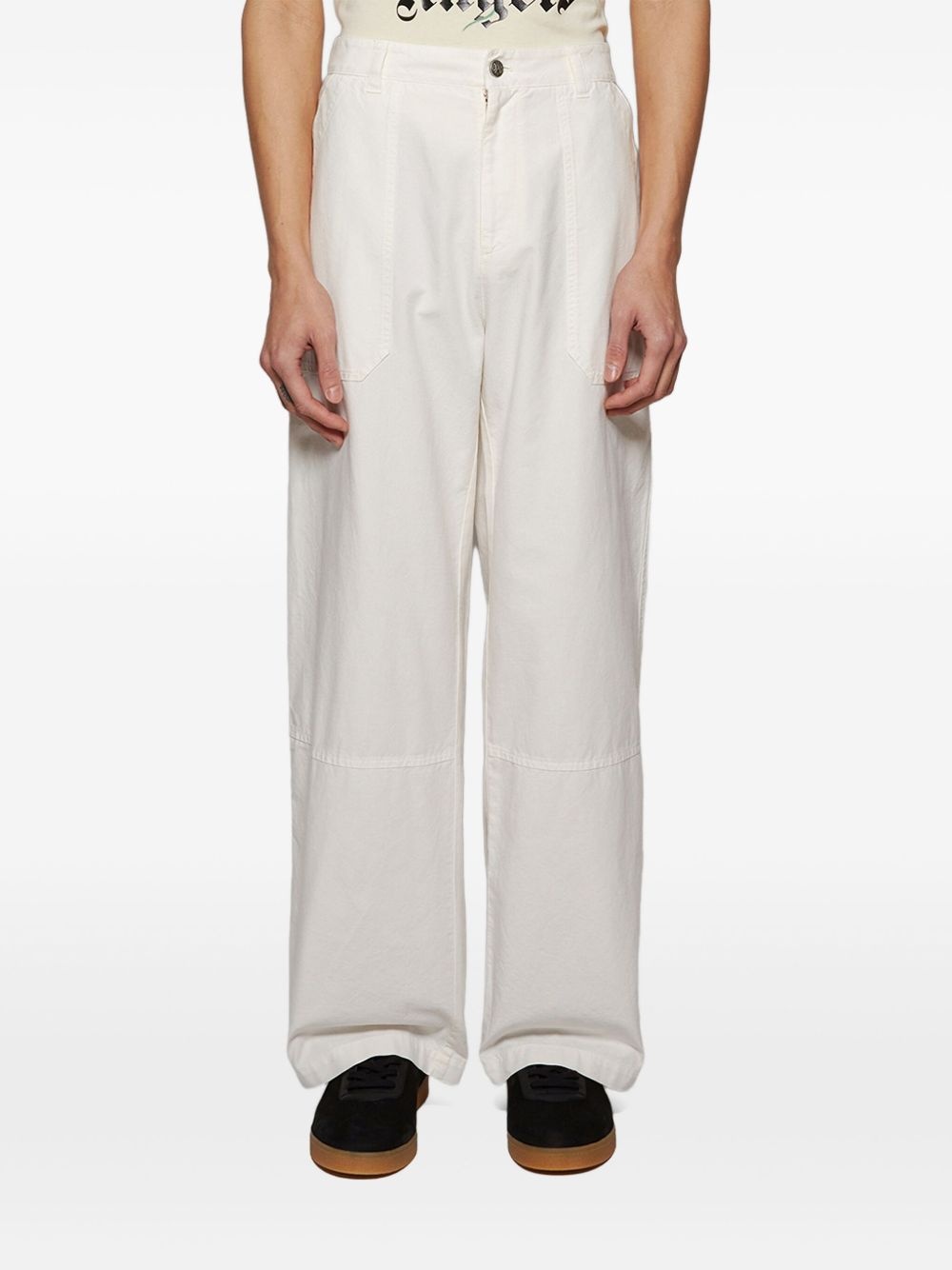 cotton straight-leg trousers - 3