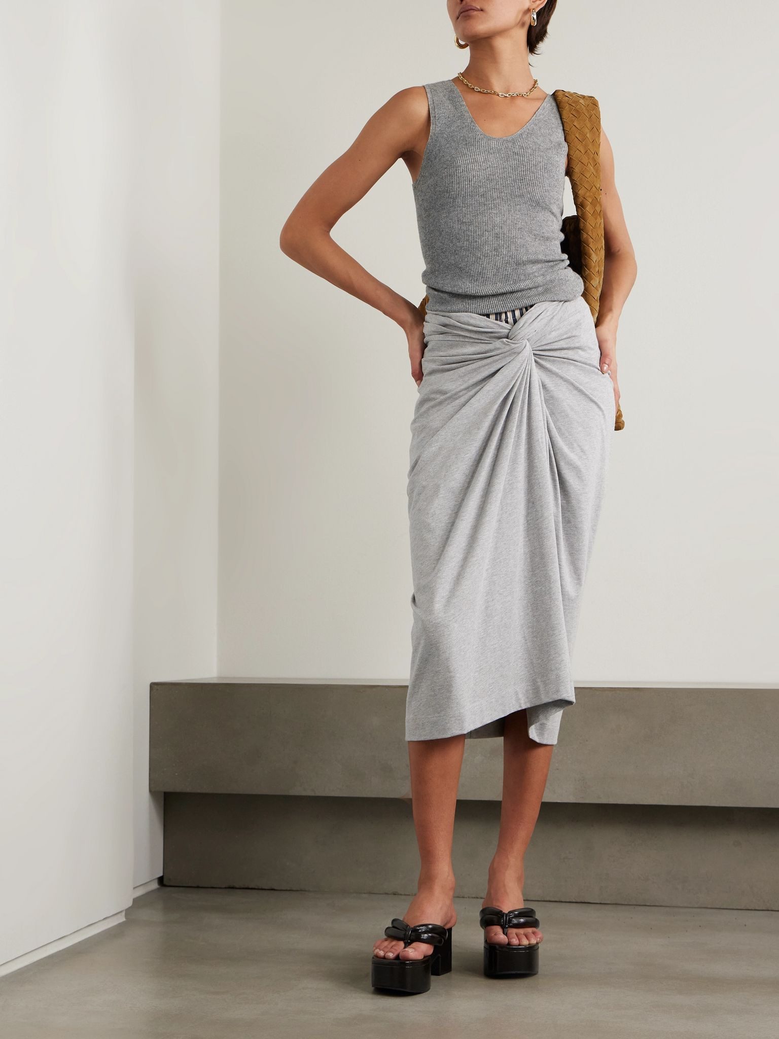 Delicash cashmere and silk-blend tank Gray - 2