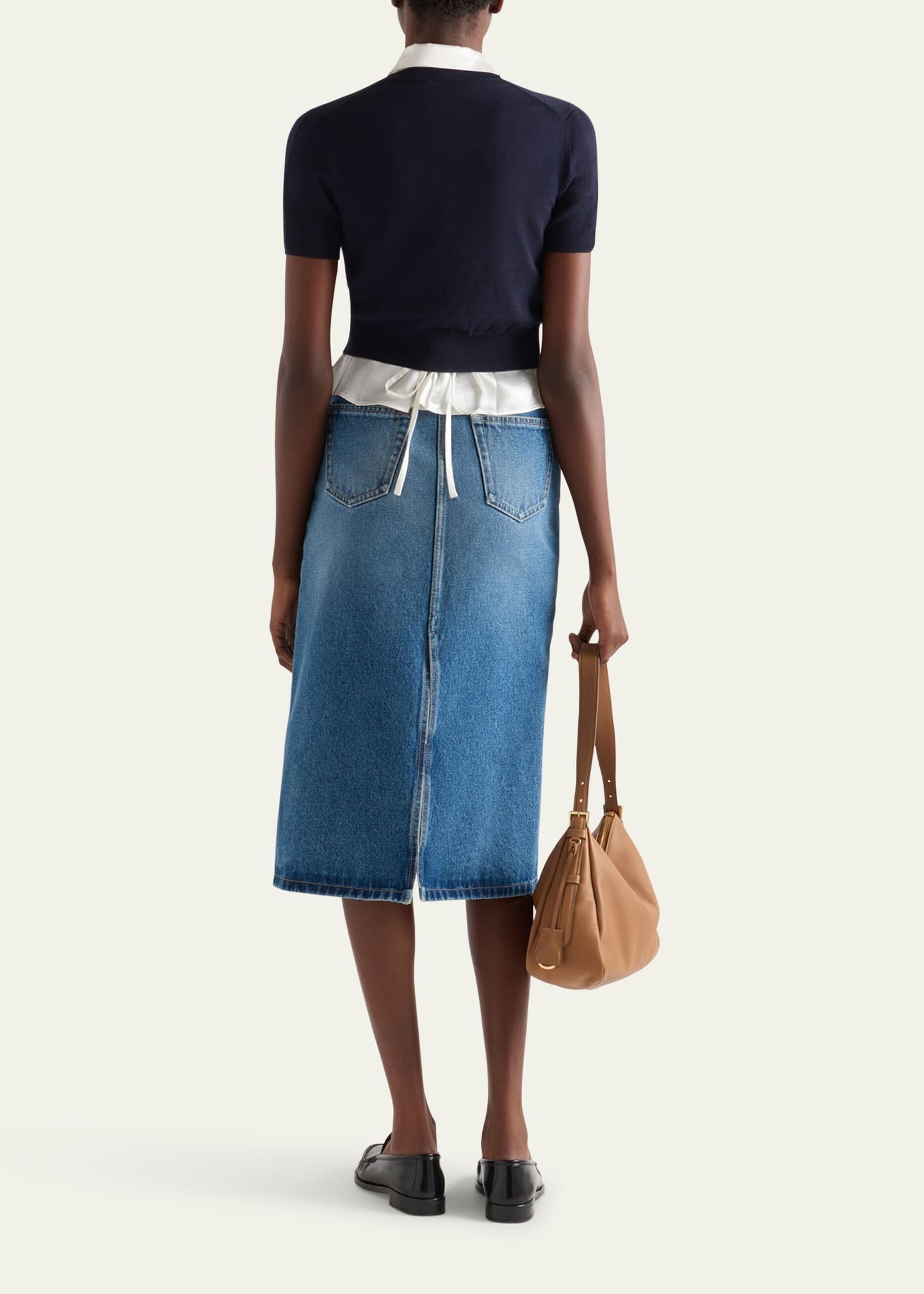 Faded Denim Midi Skirt - 3