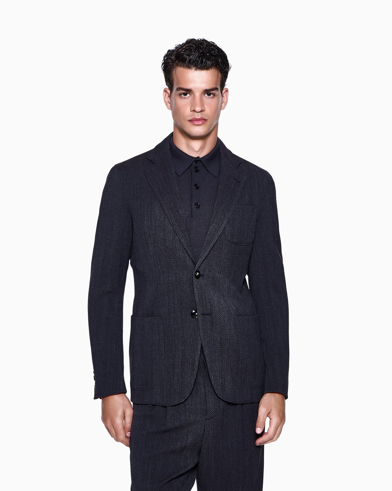 UPTON LINE SINGLE-BREASTED JACKET IN CHEVRON STRETCH VIRGIN WOOL - 4