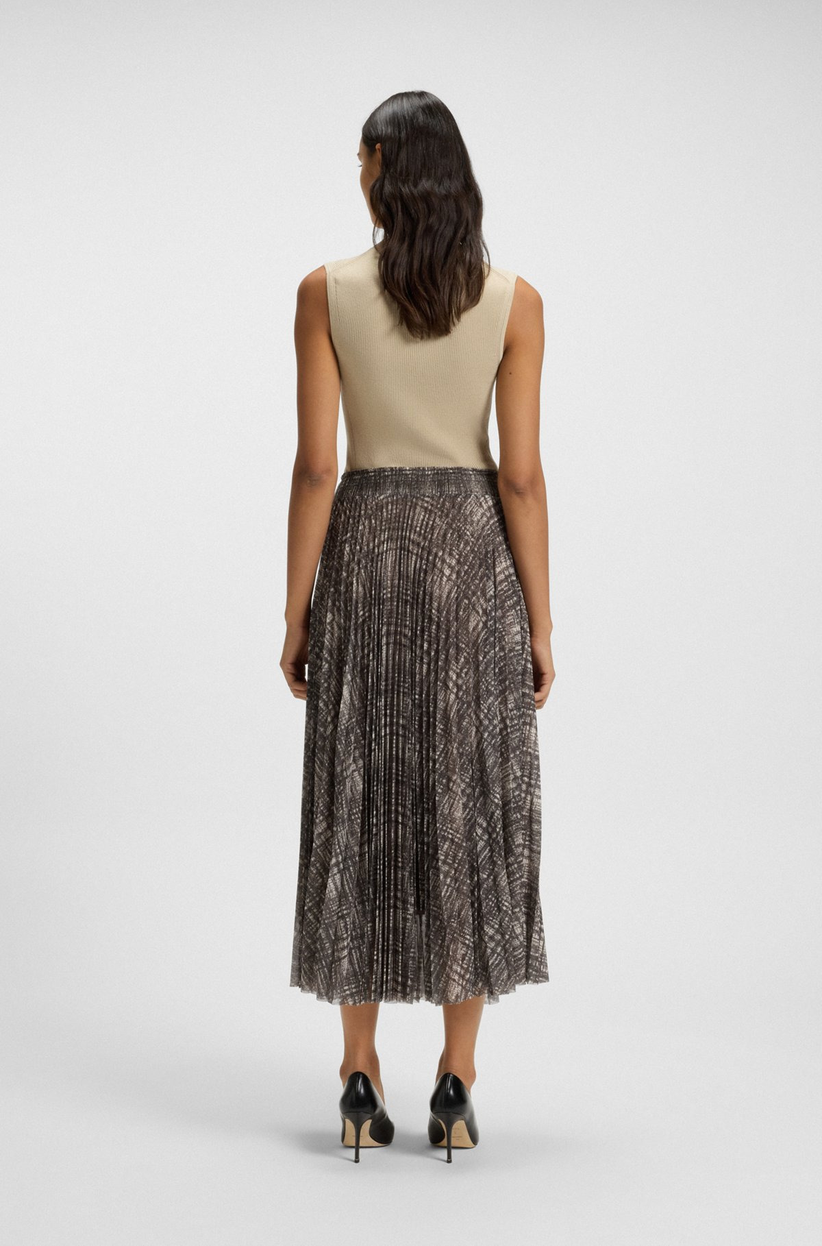 LINED TULLE SKIRT WITH PLISSÉ PLEATS - 4