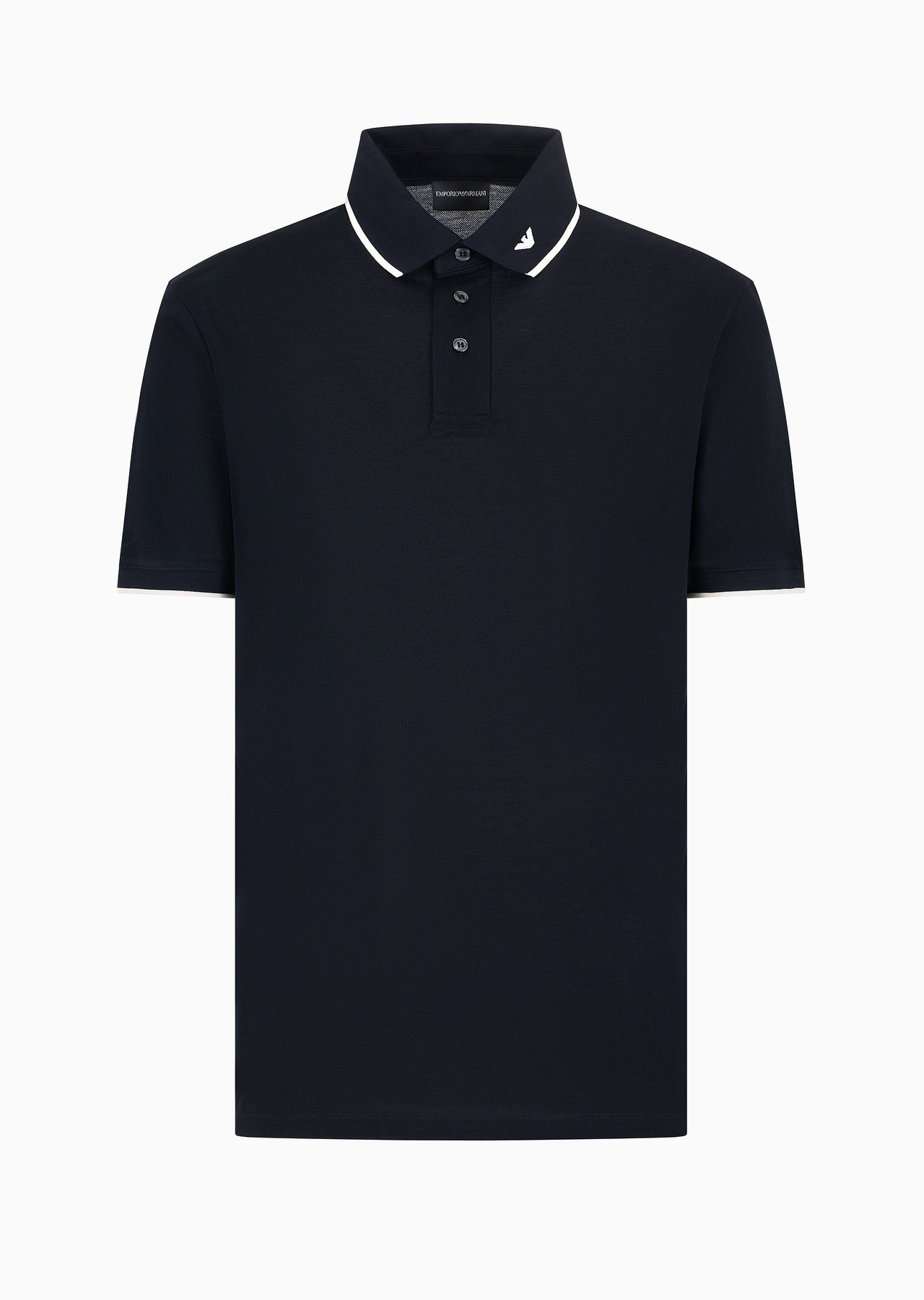 Mercerised piqué polo shirt with micro eagle embroidery - 1