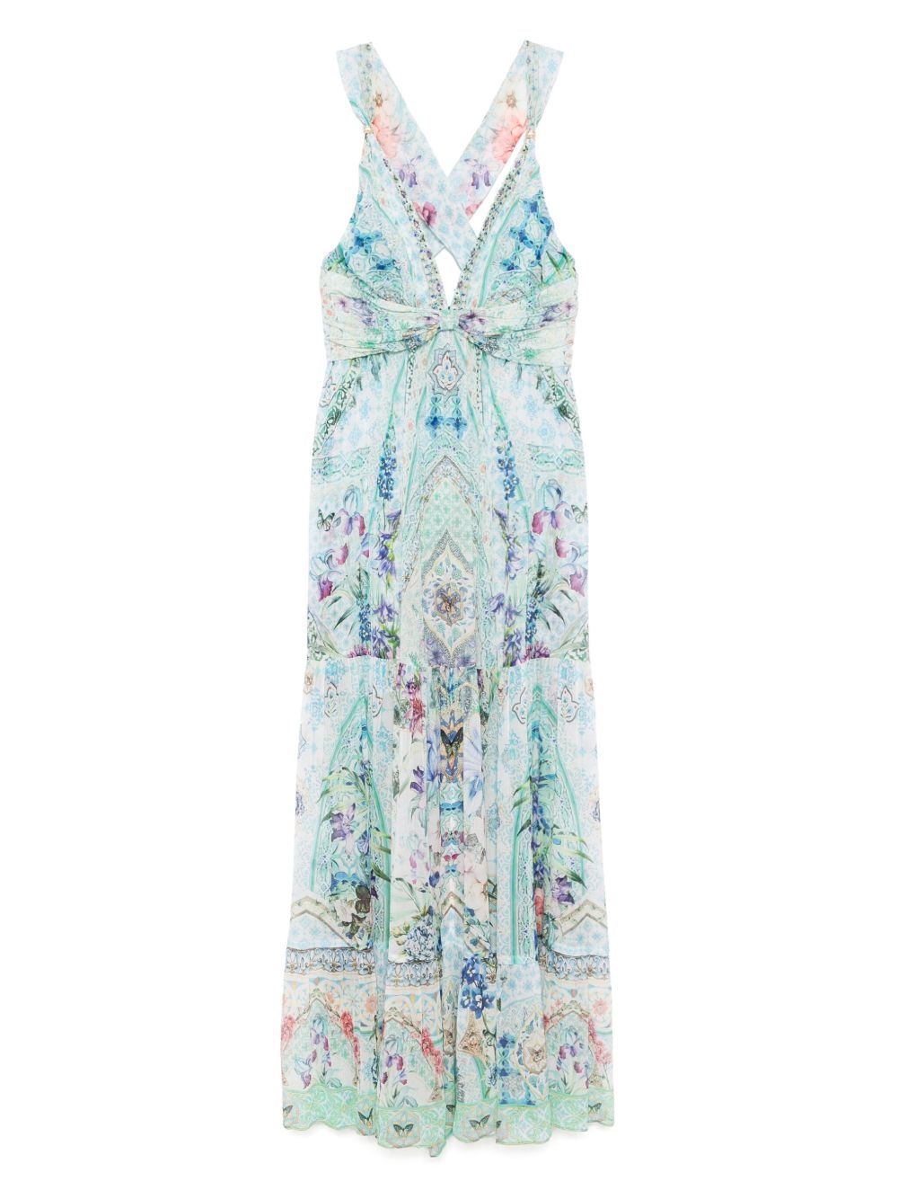 bead-strap gathered panelled dress - 1