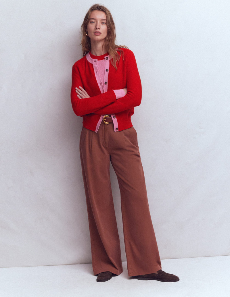 Grace Colour Block Cardigan-Bright Cherry 5