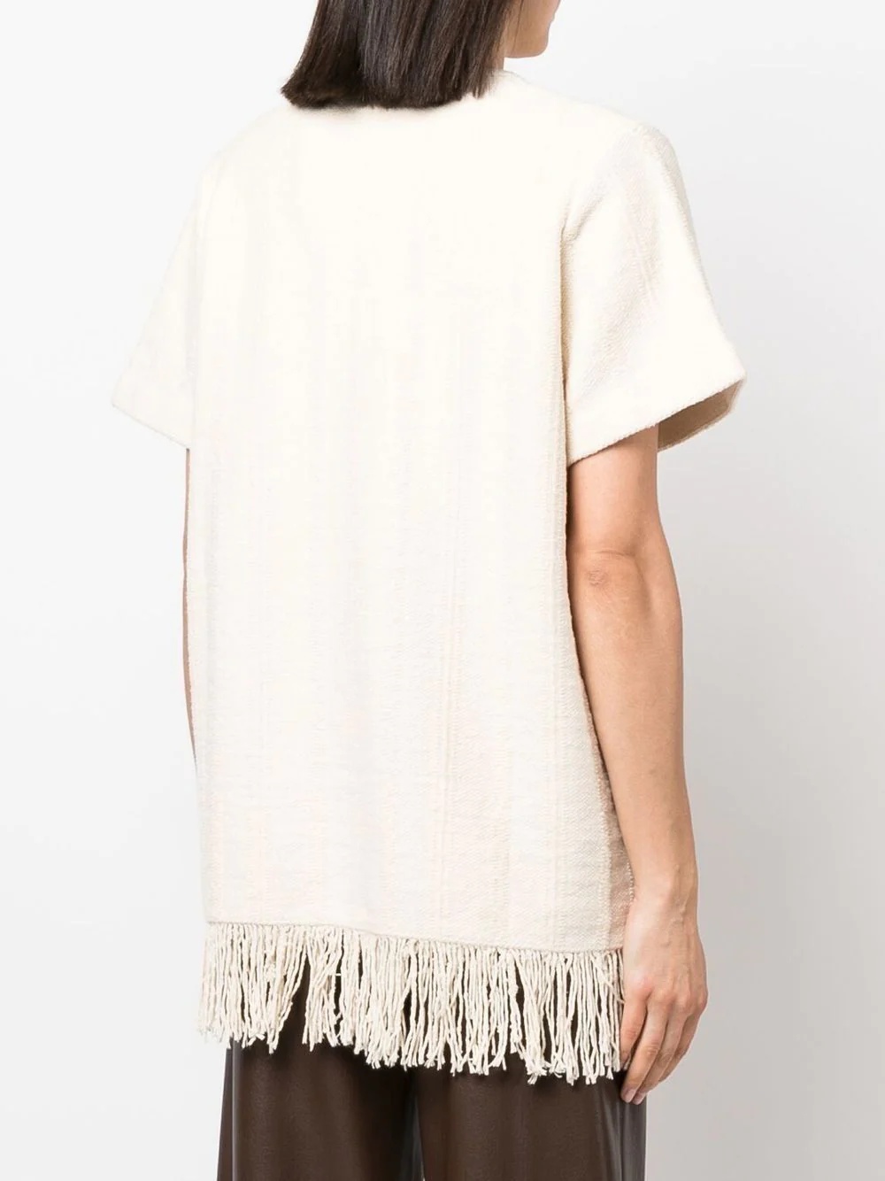 fringe-detail knitted top - 4