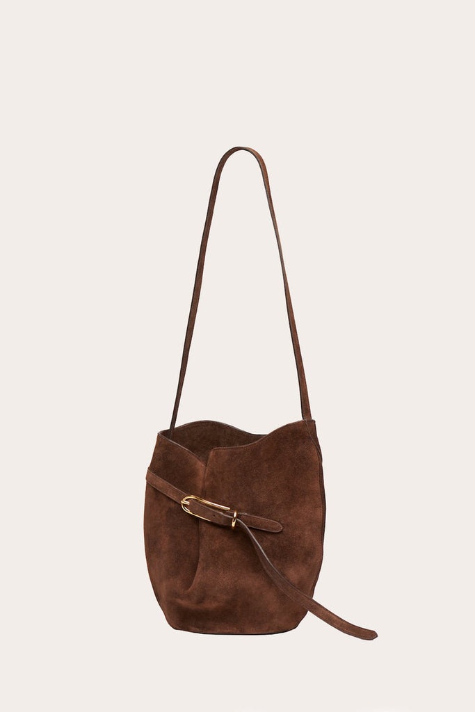 BELTED BUCKET BAG DARK BROWN SUEDE - 2