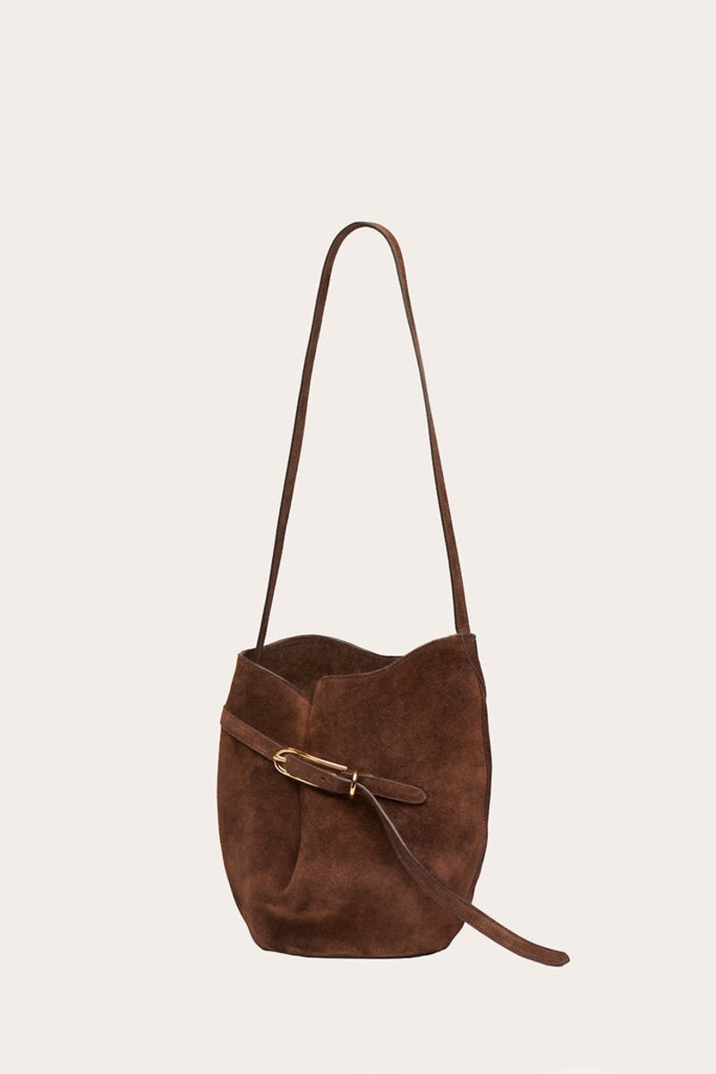 Liffner BELTED BUCKET BAG DARK BROWN SUEDE outlook