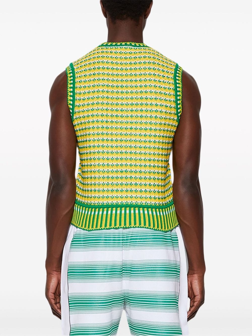 jacquard logo-appliqué knitted vest - 5