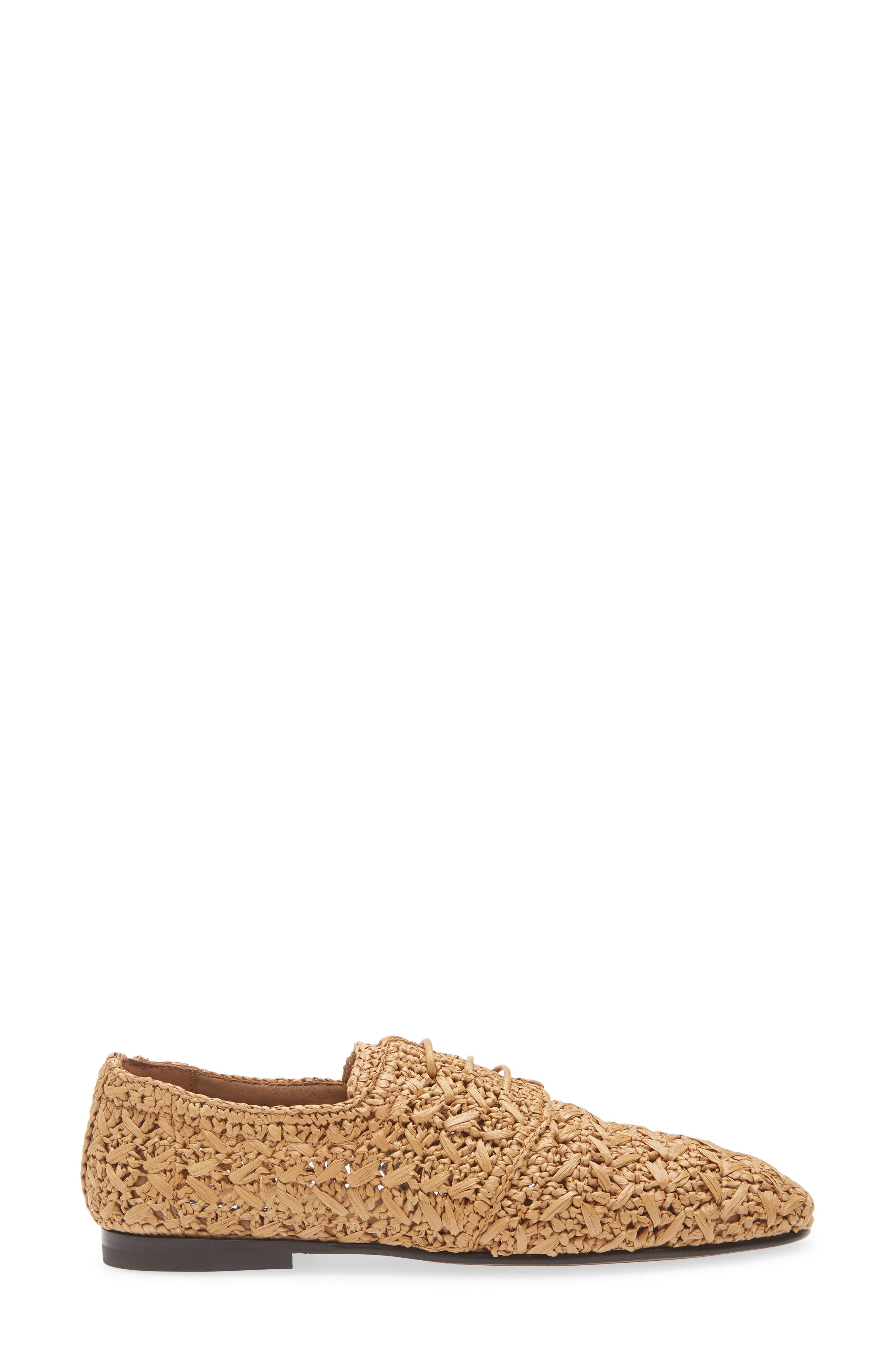 Dolce&Gabbana Raffia Lace-Up Loafer in Naturale/Cammello at Nordstrom - 3