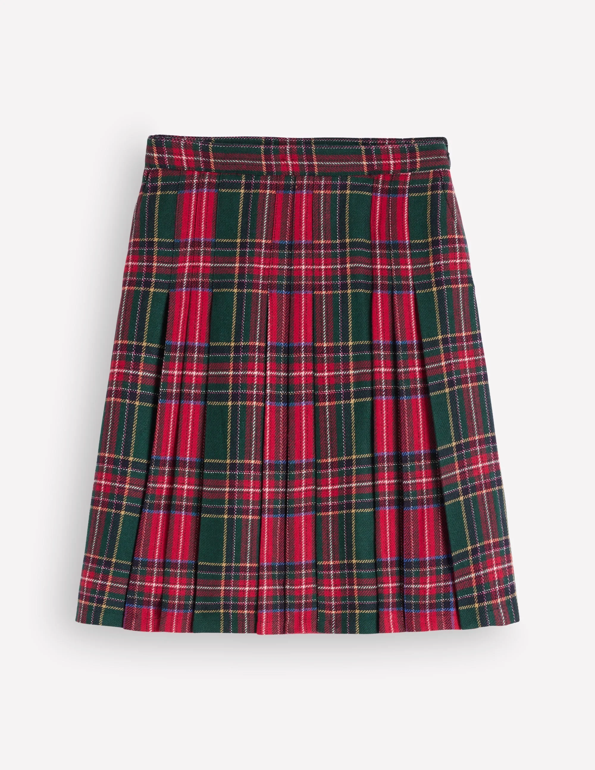 Multi Panel Wool Blend Skirt-RED/GREEN CHECK HOTCH - 1