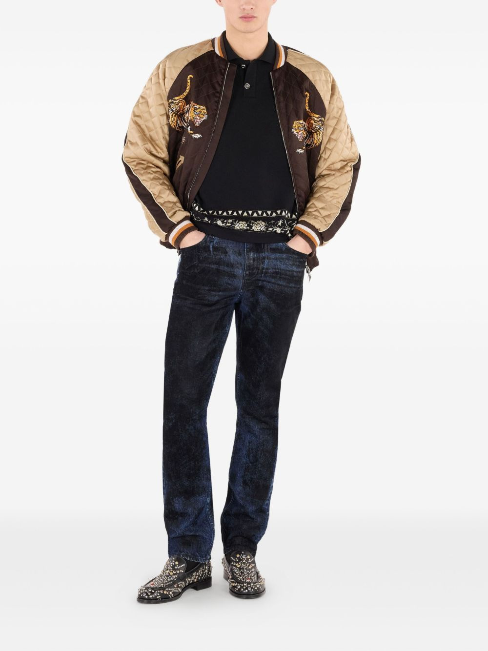 tiger-embroidered quilted bomber jacket - 2