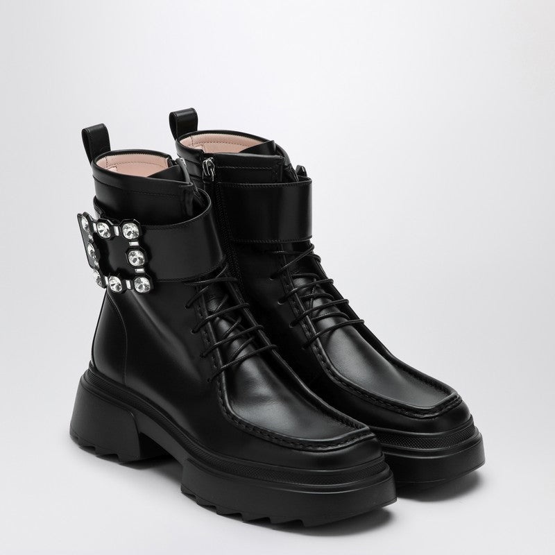 Roger Vivier Black Leather Lace-Up Boot Women - 2