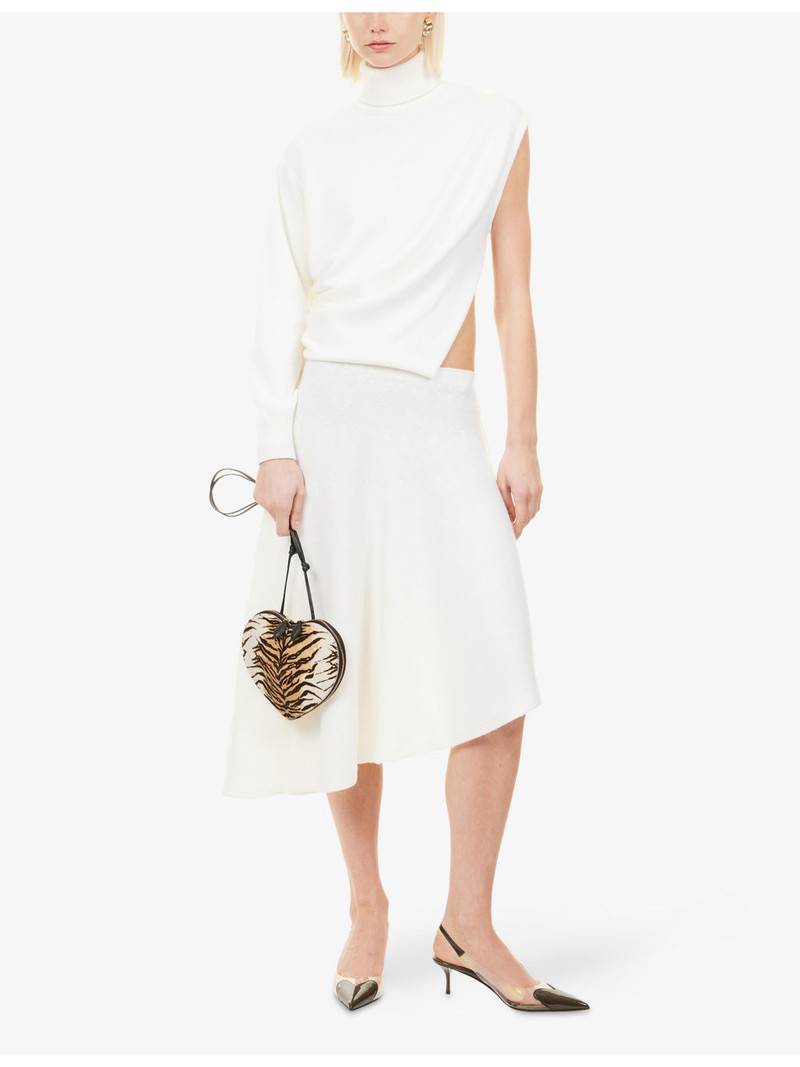 Alaïa Asymmetric Cut-Out Wool Midi Dress outlook