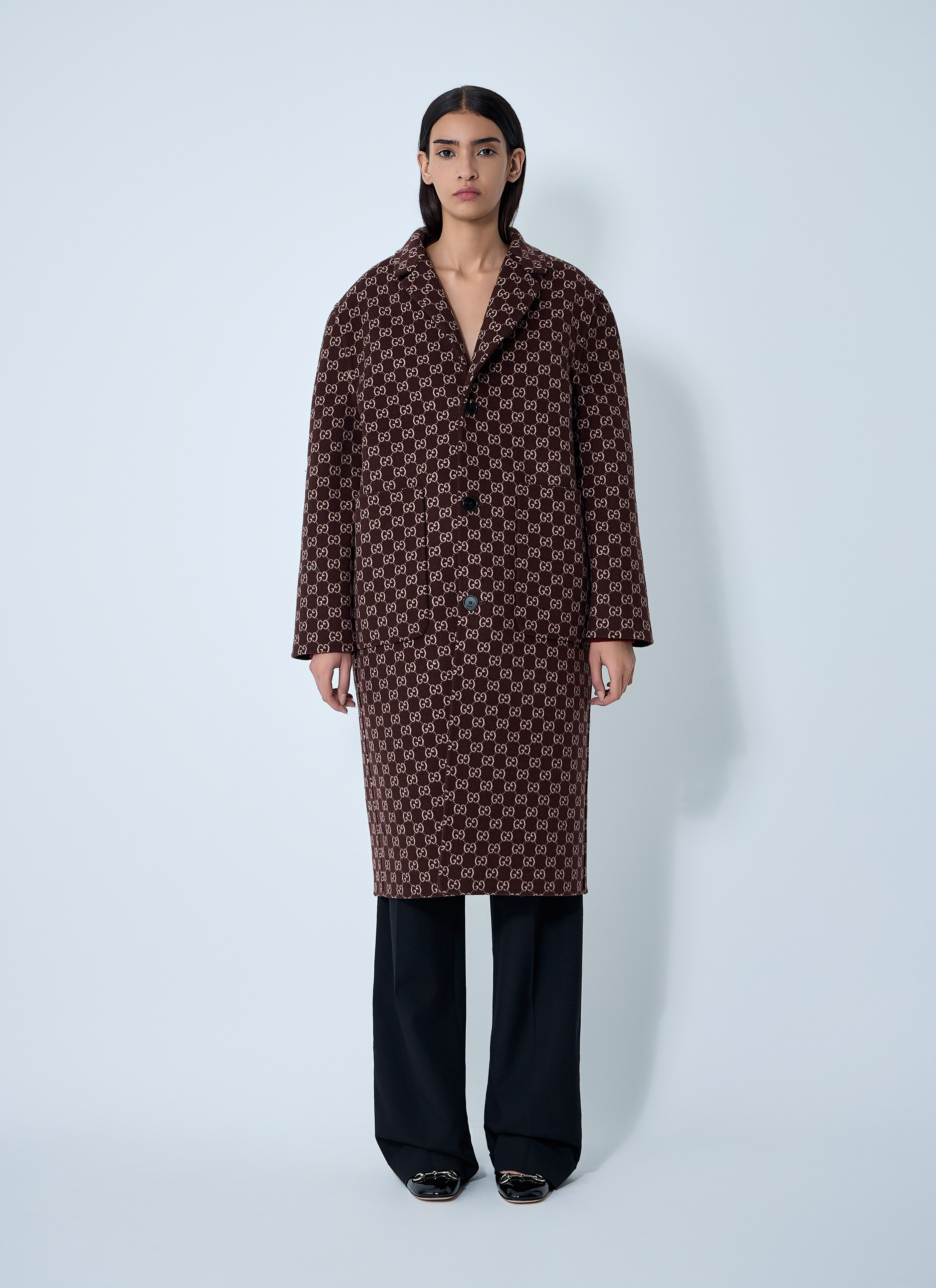 Reversible Long Wool Coat - 1