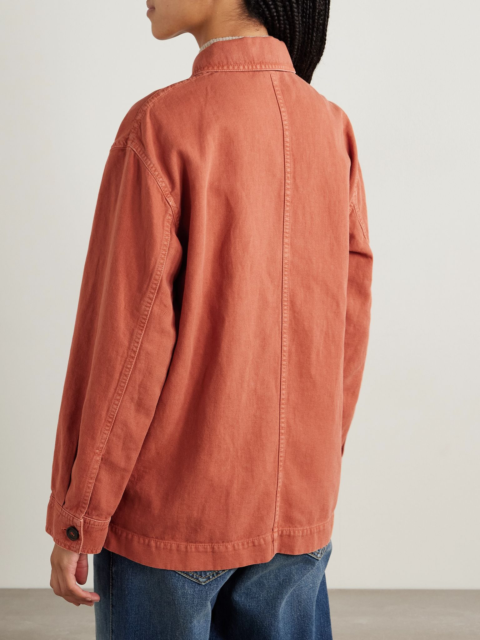 Cotton and linen-blend twill jacket Papaya - 4