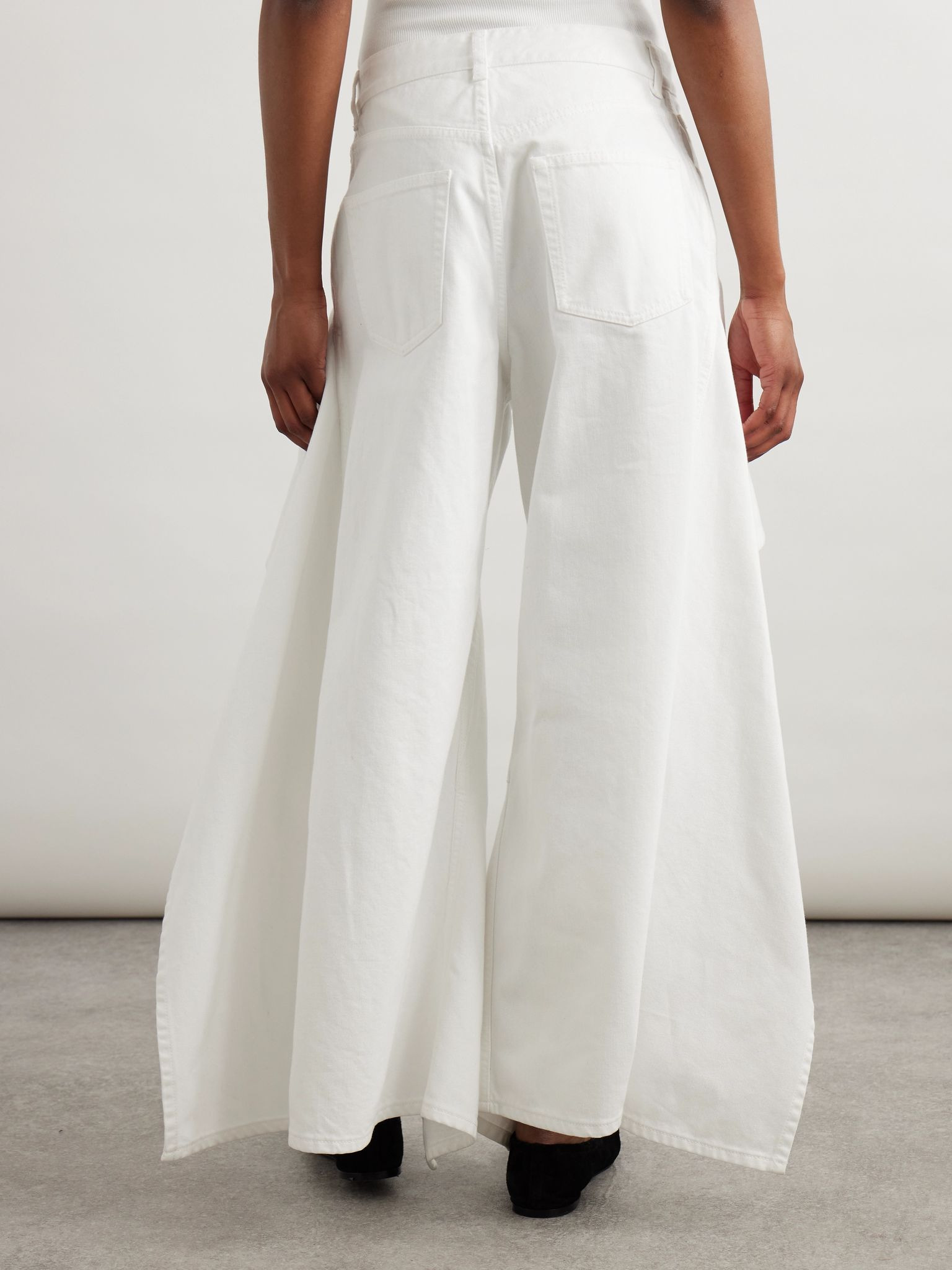 Ruffled mid-rise wide-leg jeans White - 4