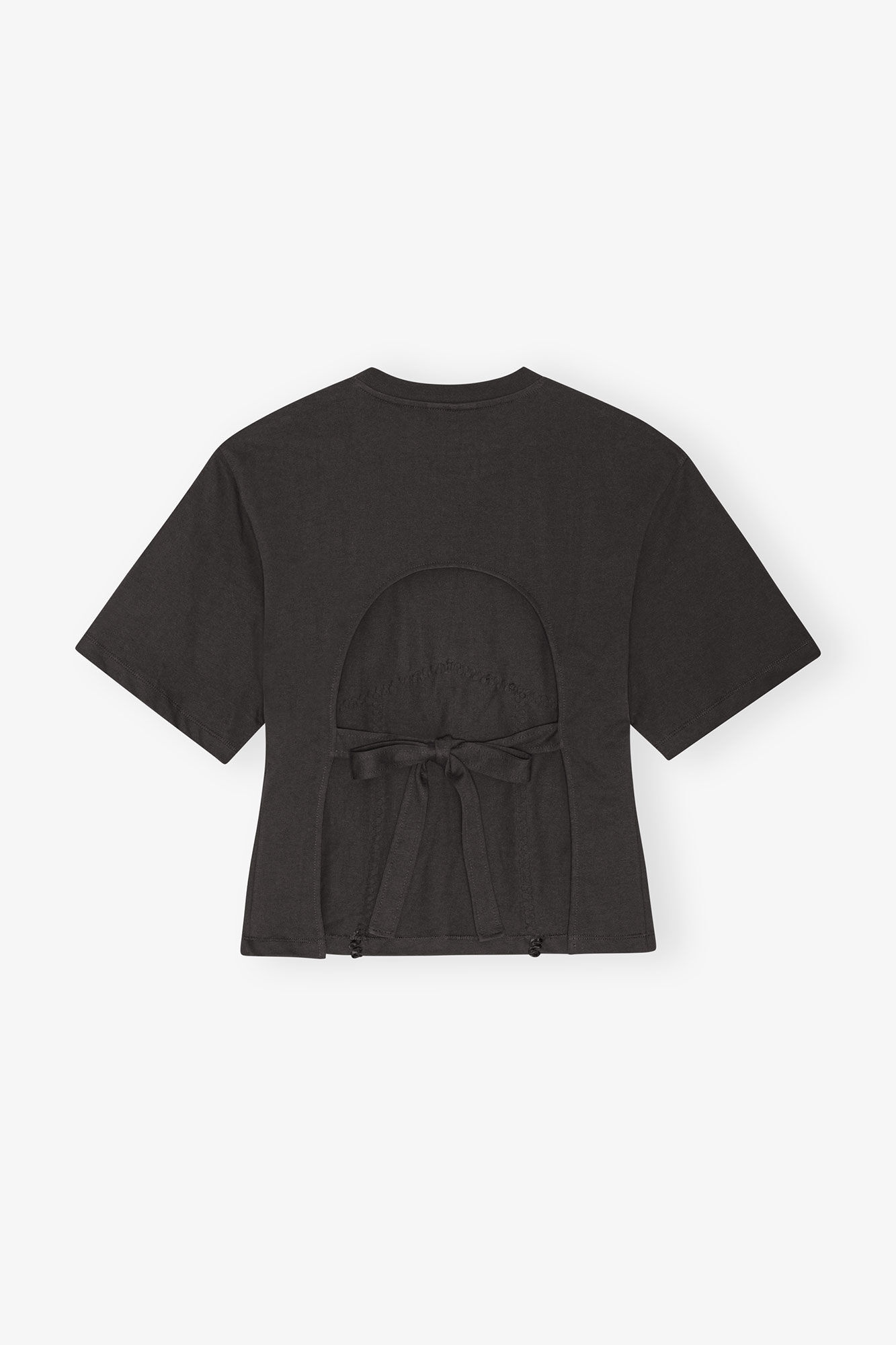 BLACK COTTON TIE BACK T-SHIRT - 6