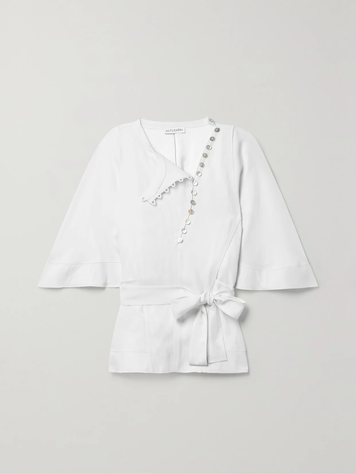 Dafishy Belted Crepe Blouse - 1