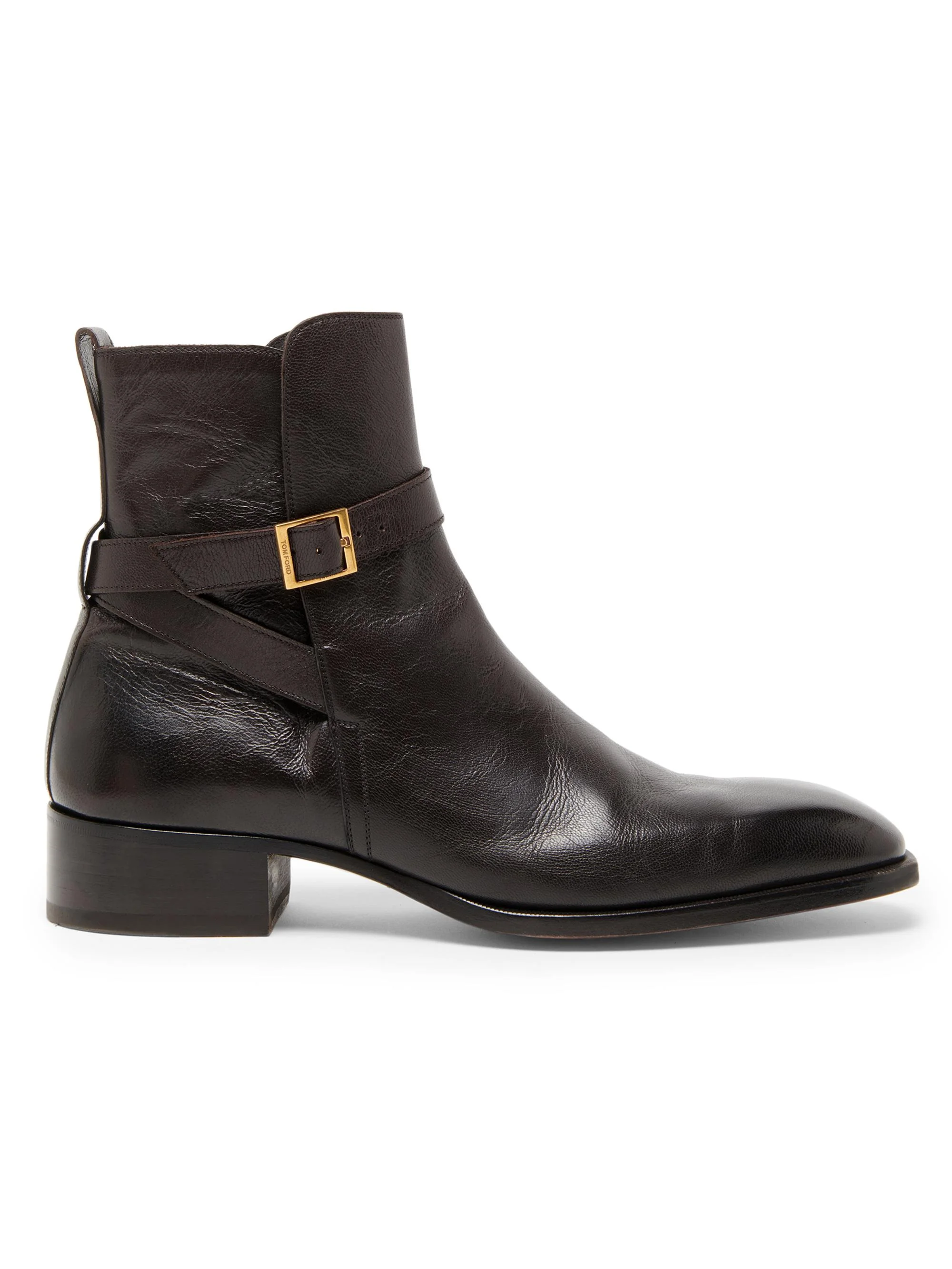 Men's Hainaut Supple Grain Buckle Ankle Boots - Dark Ebony - 1