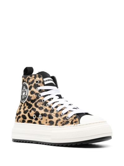 DSQUARED2 leopard-print high-top sneakers outlook