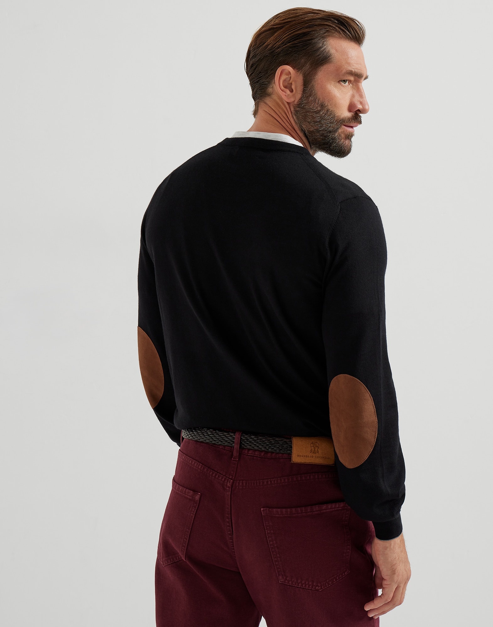 Virgin wool and cashmere lightweight sweater with patches - 2