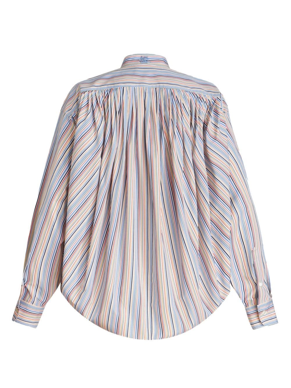striped gathered cotton blouse - 6