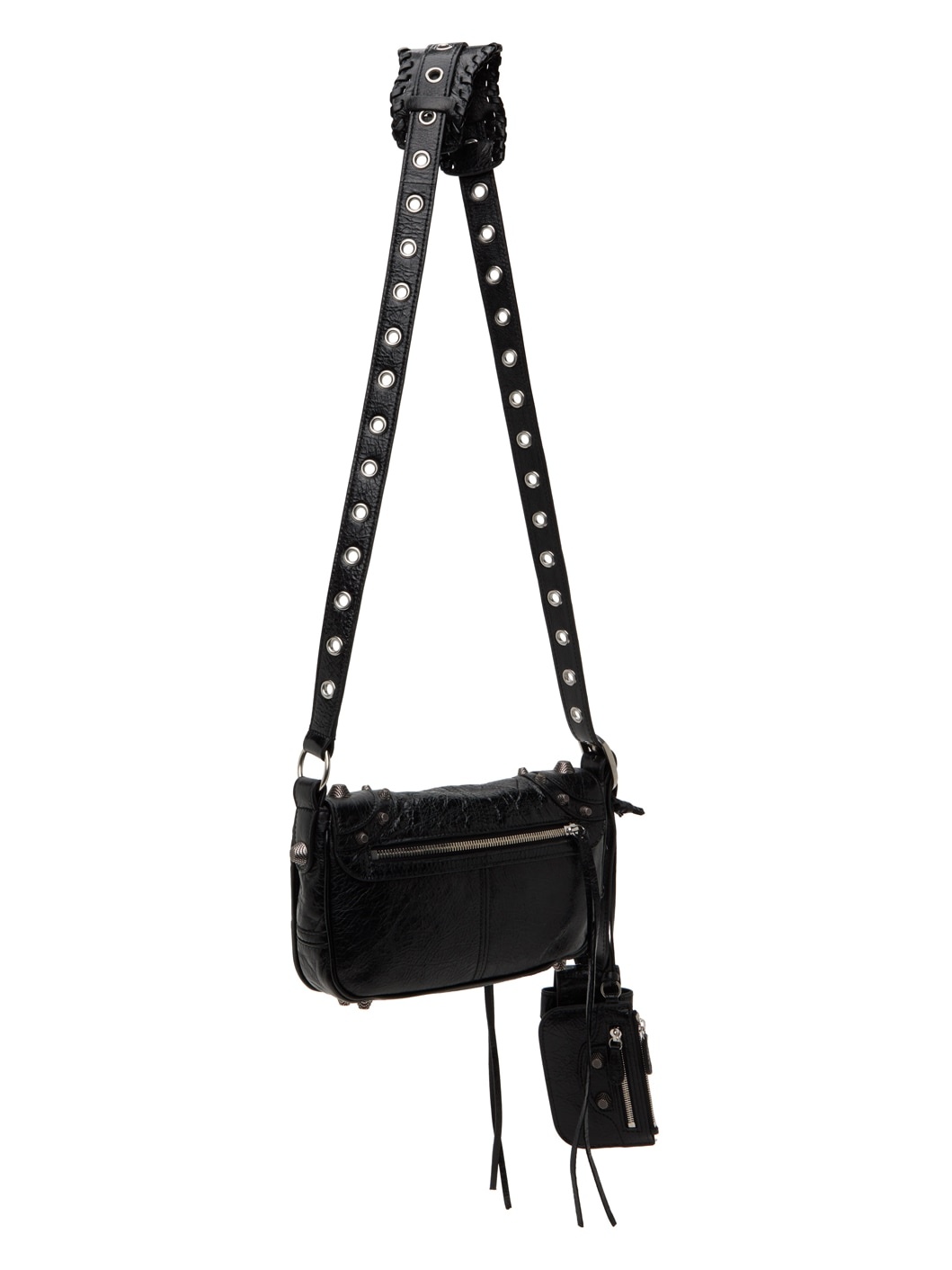 Le Cagole Heart mini studded crinkled-leather shoulder bag