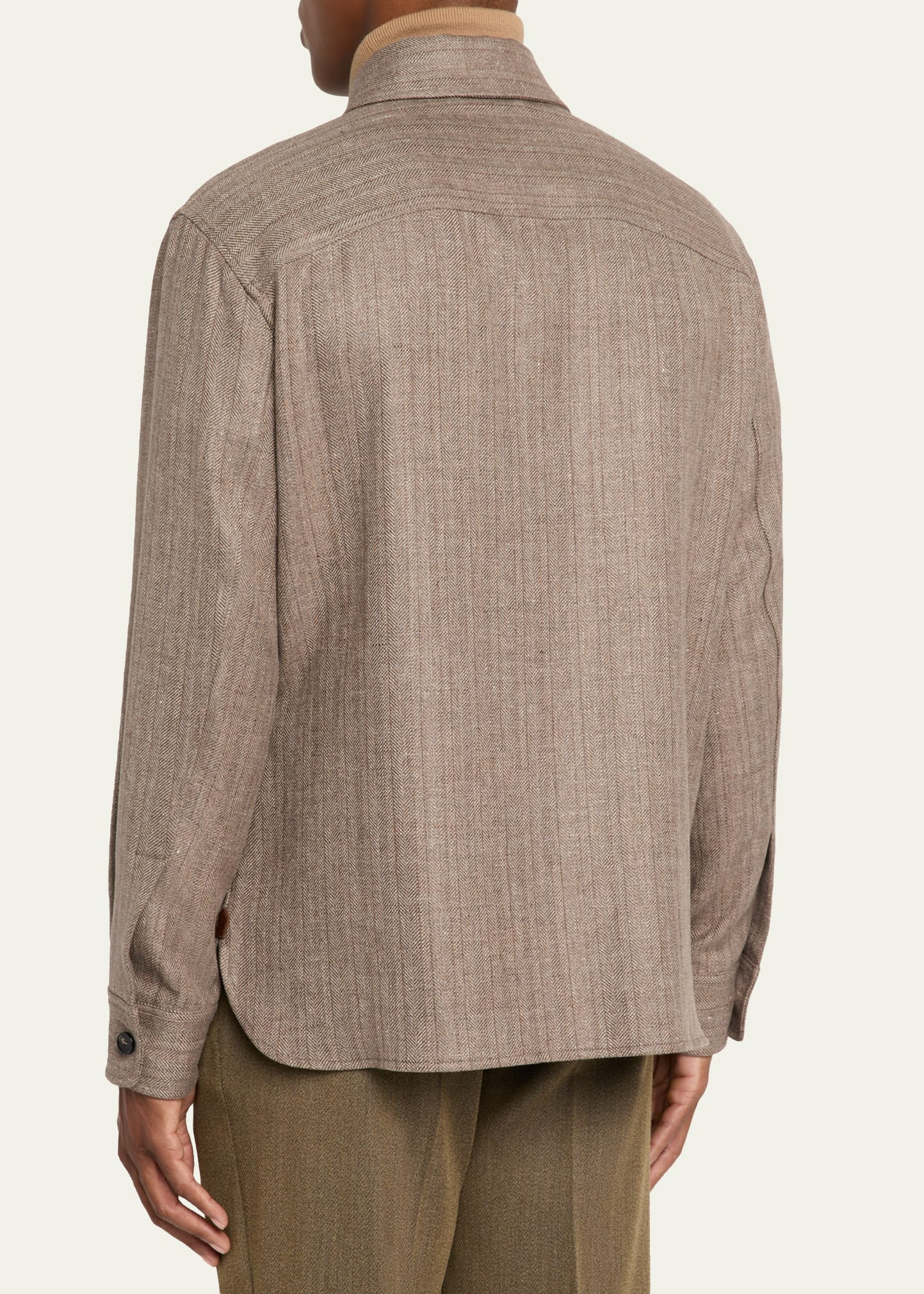 Men's Jim Wool and Linen Herringbone Overshirt - 3
