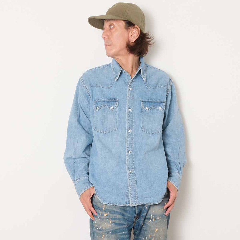 REMI RELIEF - 8.5oz DENIM WESTERN SHIRT - Sawtooth Flap Pockets - RN2048SDR 8