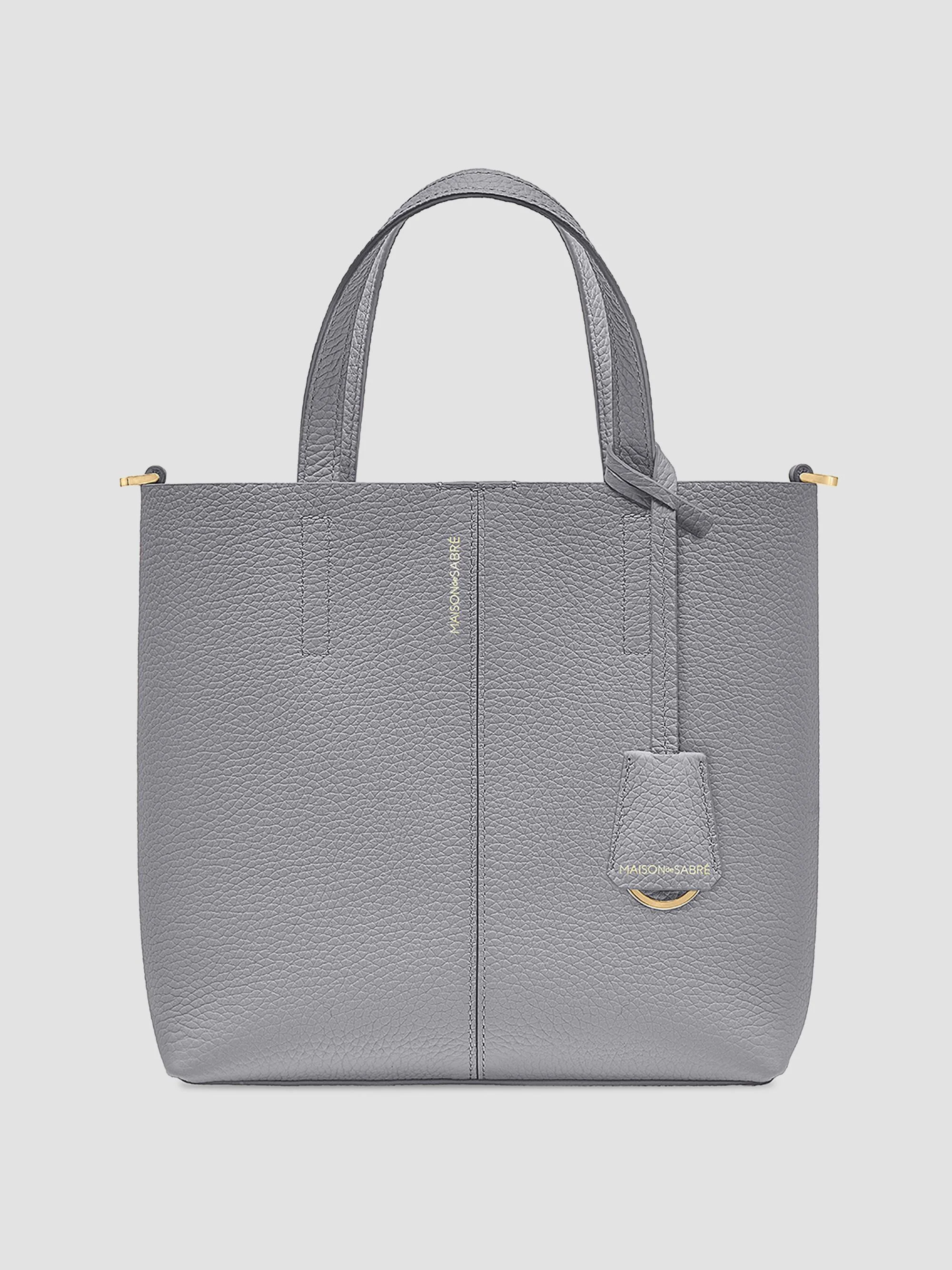 Women's Small Leather Soft Tote Bag - Dove Grey - 1