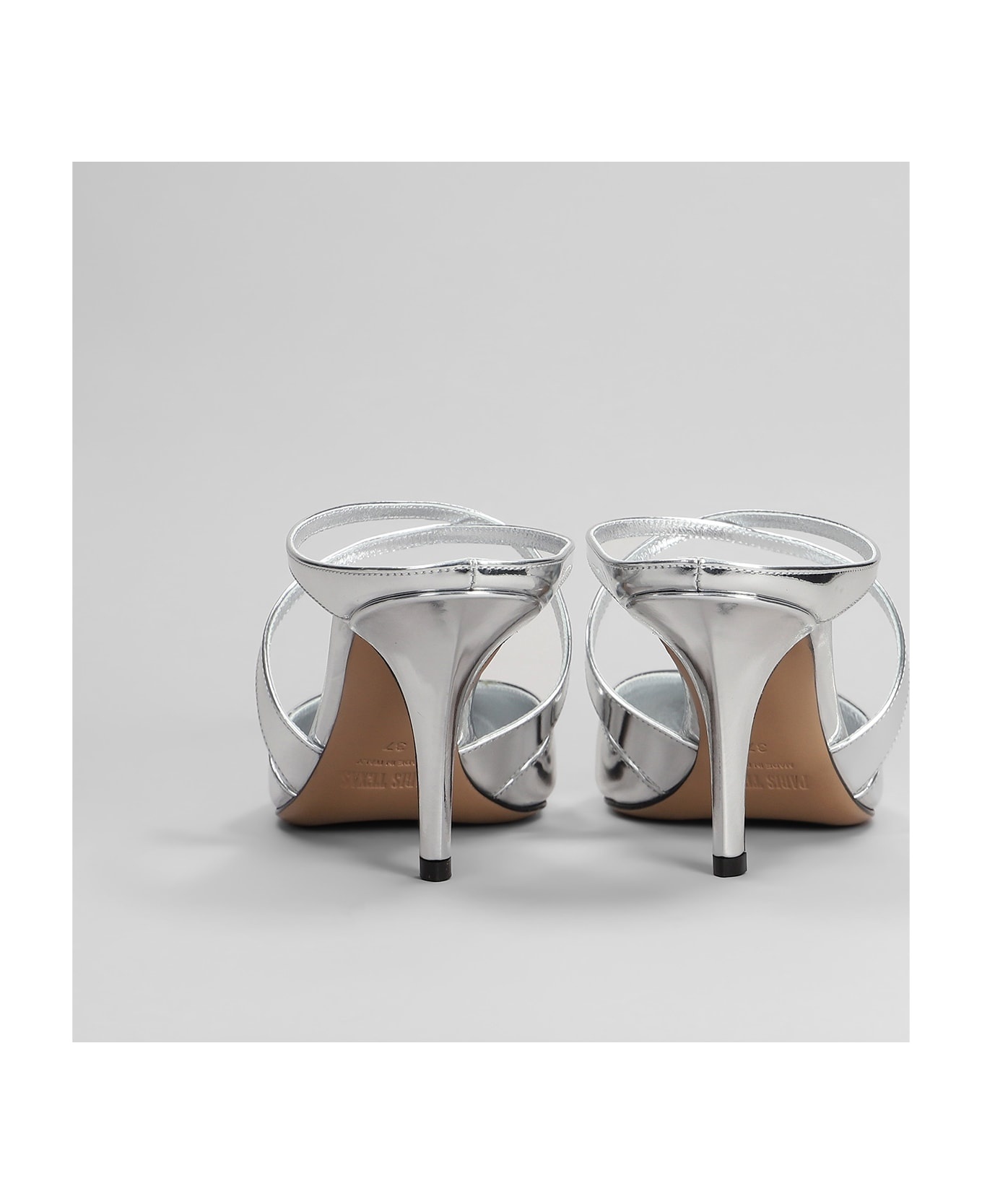 Laila Mule 75 Slipper-mule In Silver Leather - 4