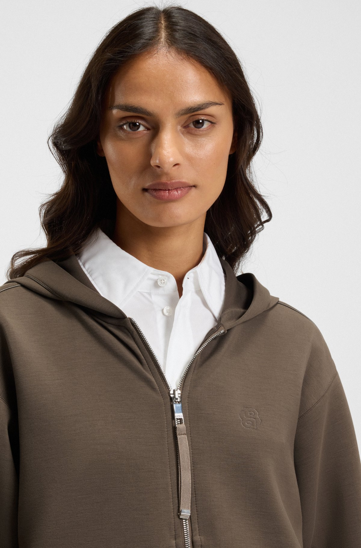 ZIP-UP HOODIE IN MIXED MATERIALS - 5