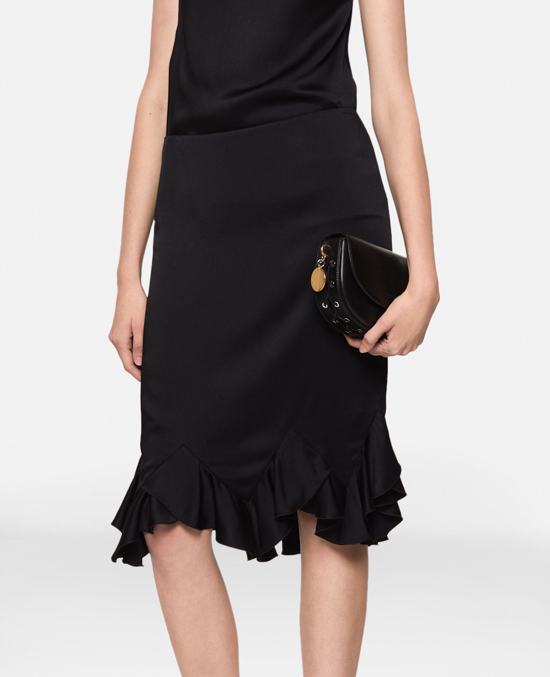 Ruffled-Hem Satin Midi Skirt - 5