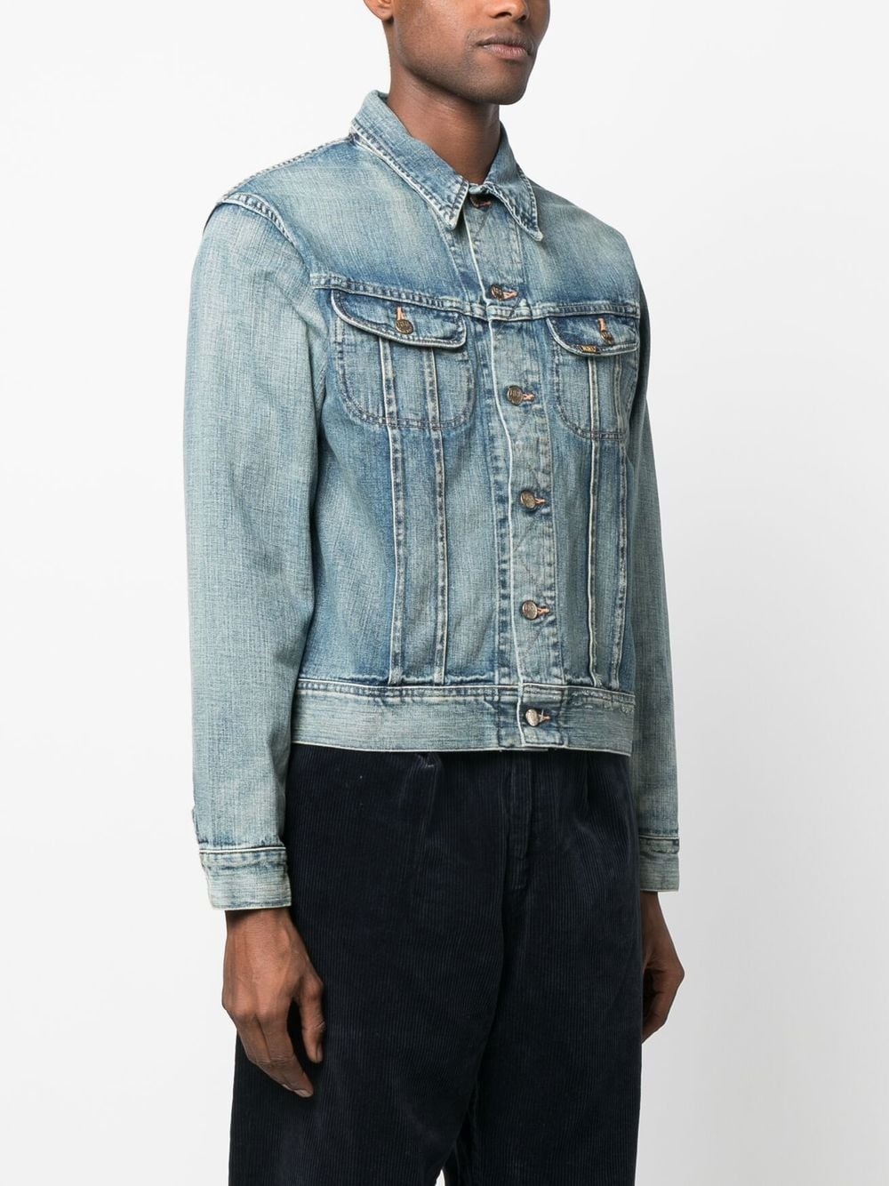 button-down fastening denim jacket - 3