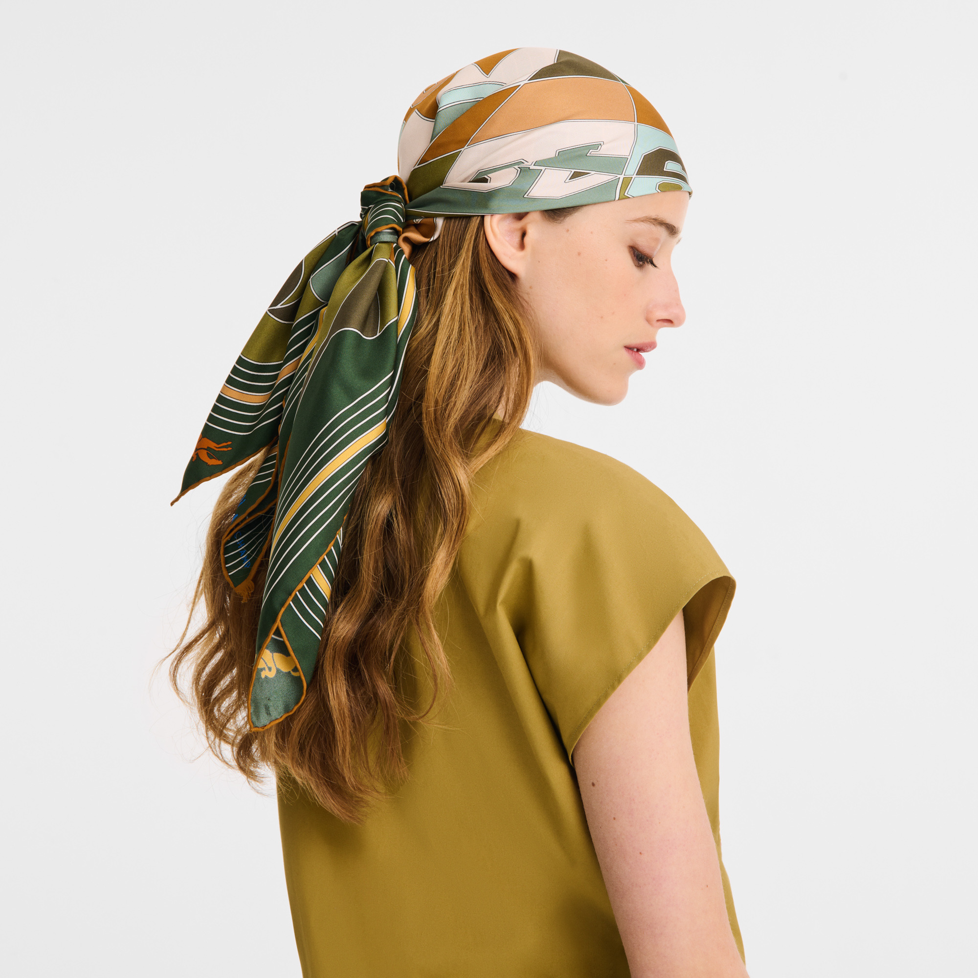 Longchamp League Silk scarf 90 Nutmeg - OTHER - 2
