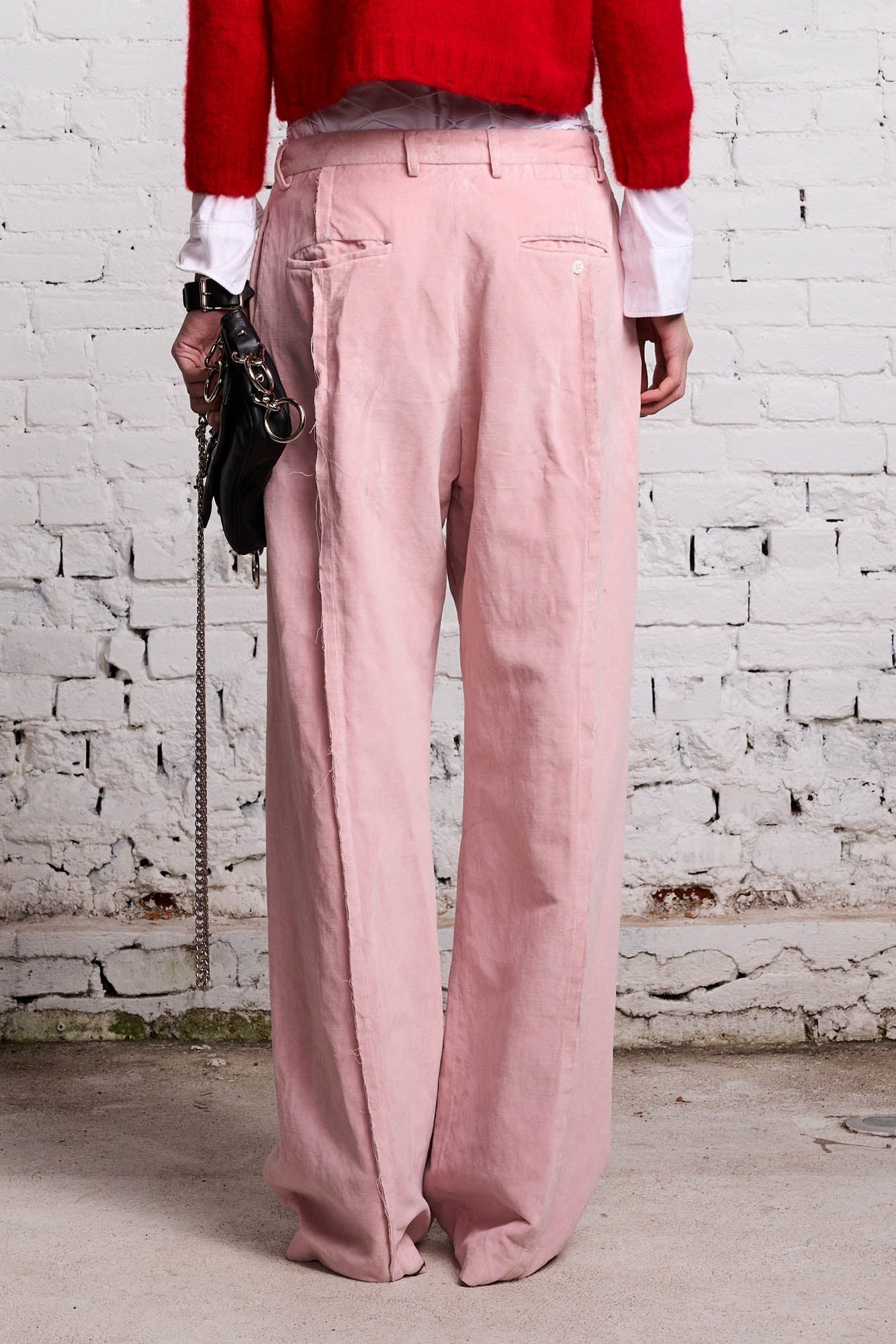 INVERTED TROUSER - PINK VELVET - 7