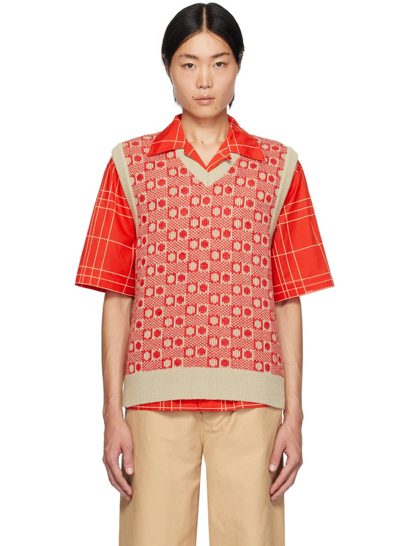 Red Jacquard Vest 1