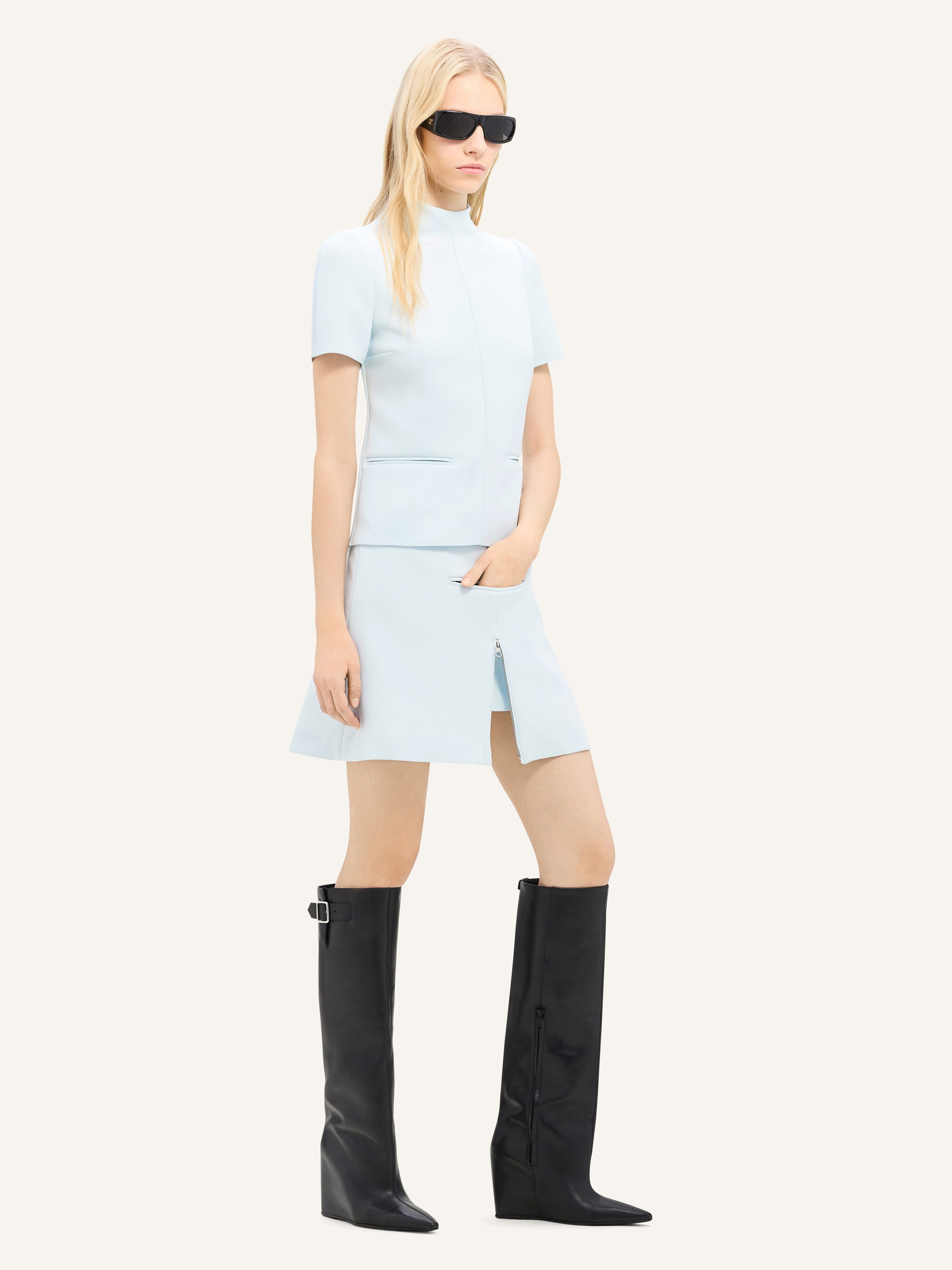 TAILORED ZIPPED TWILL MINI SKIRT - 3