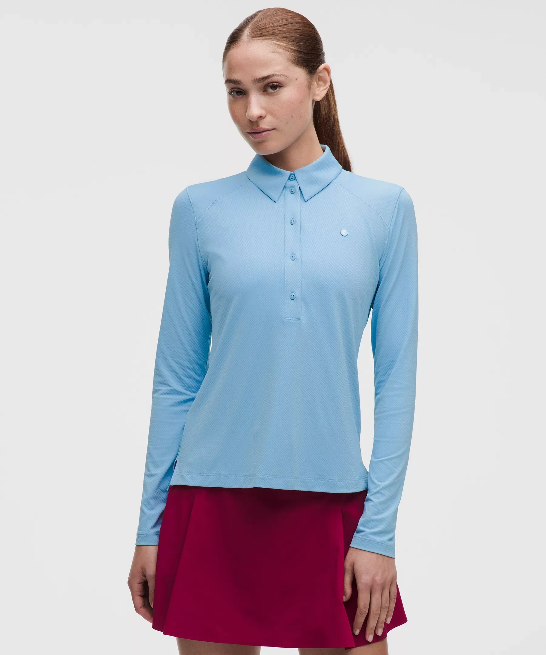 Quick-Dry Long-Sleeve Polo Shirt *Straight Hem - 1
