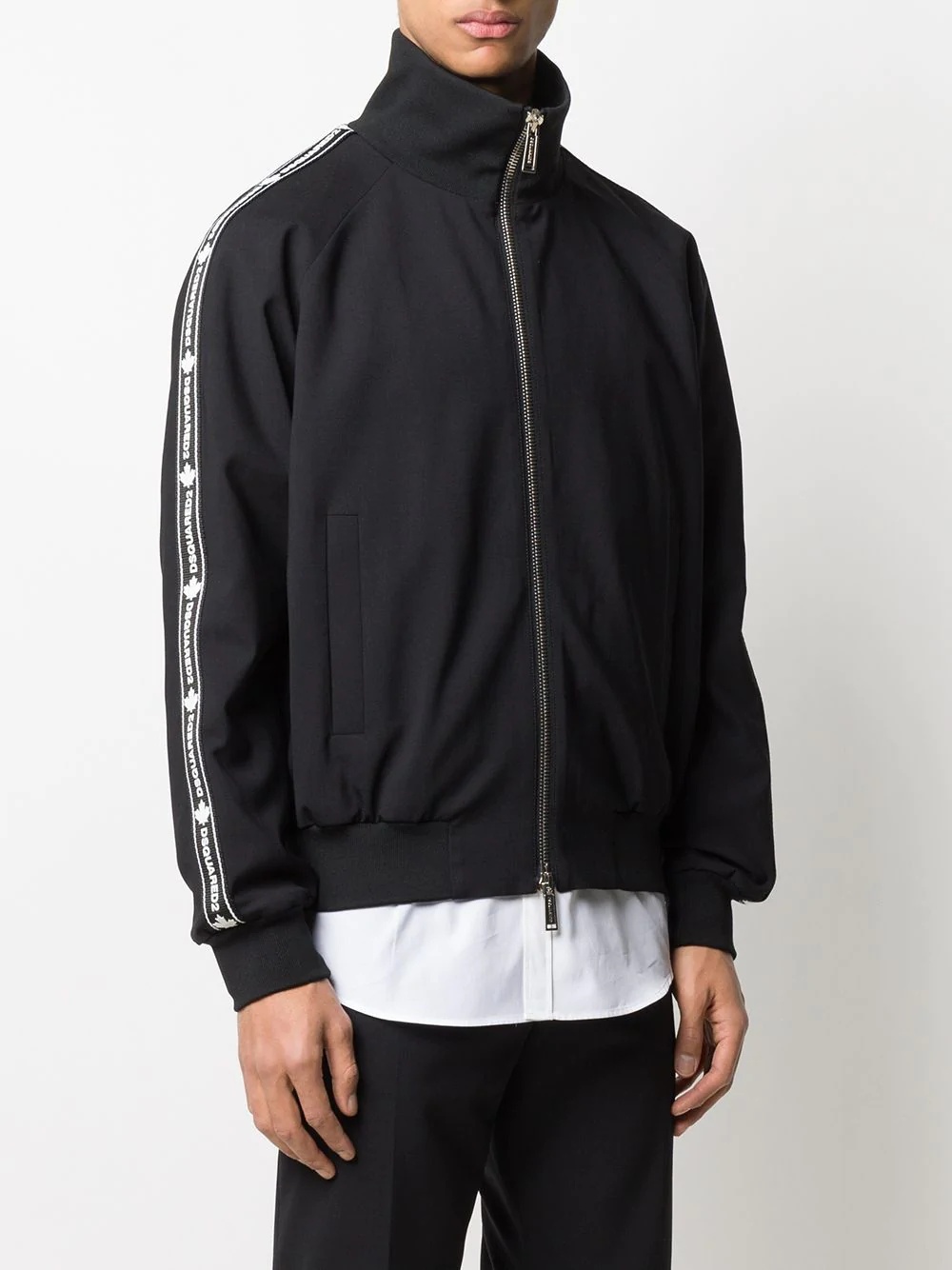 logo zipped bomber jacket - 3