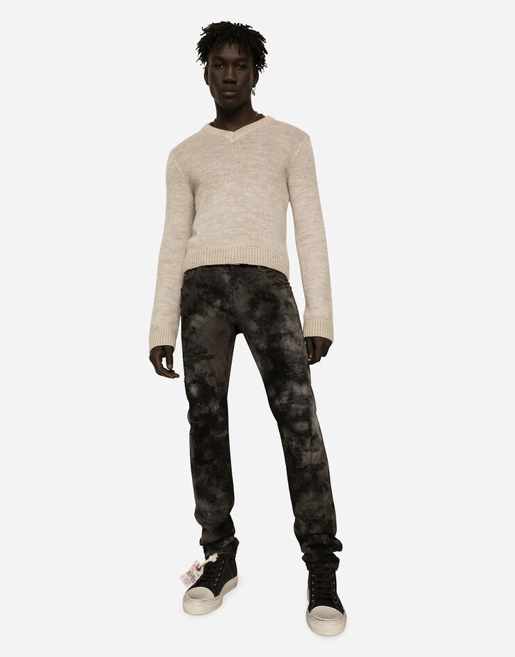 Marbled slim fit stretch jeans - 5