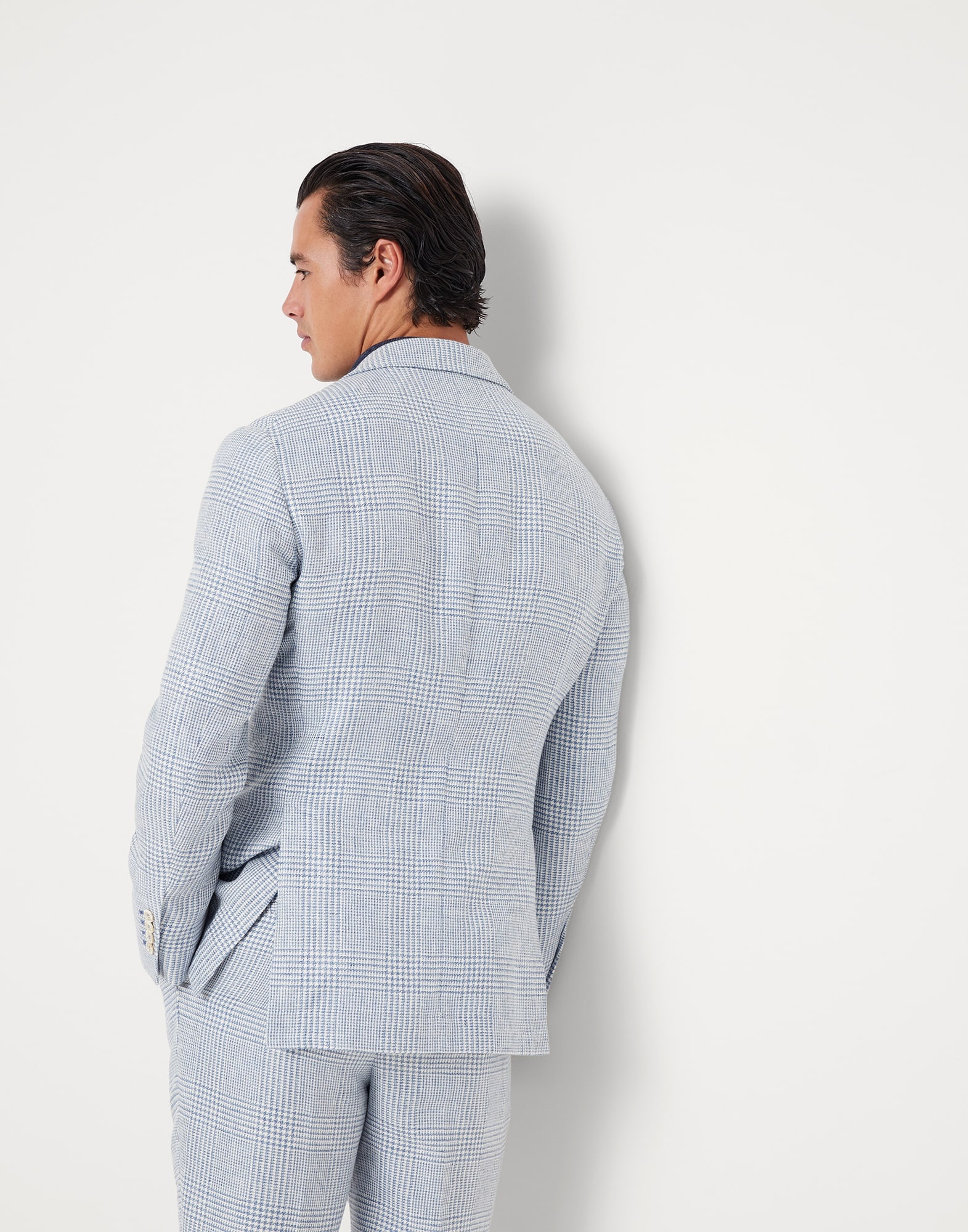 Linen, wool and silk Prince of Wales deconstructed Cavallo blazer - 2