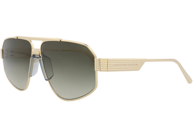 PHILIPP PLEIN Philipp Plein Aviator-Frame Titanium Sunglasses Gold Gold Green (SPP106M-63-08FF) outlook