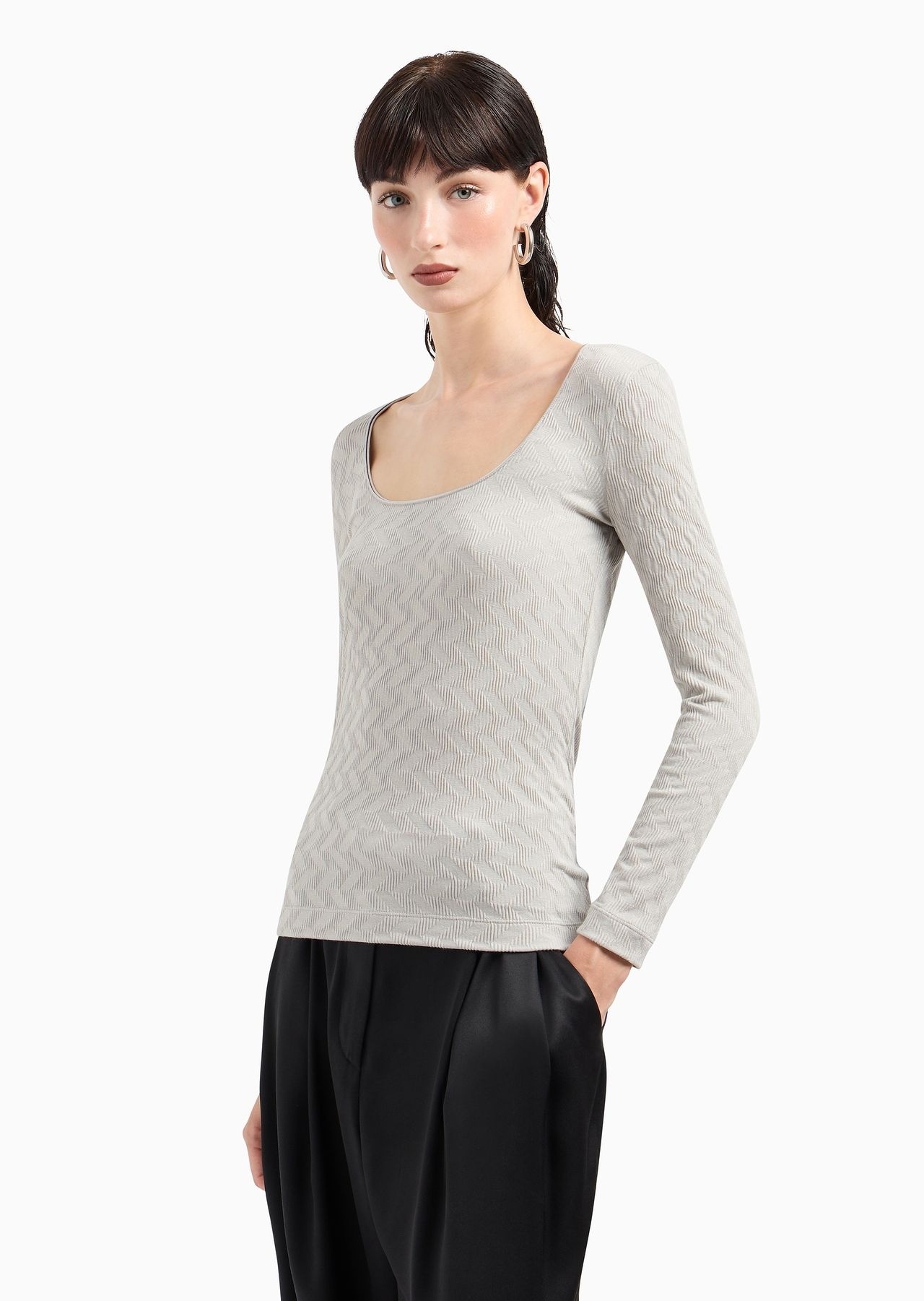 ASV crew-neck jumper in viscose and cashmere jacquard jersey - 2