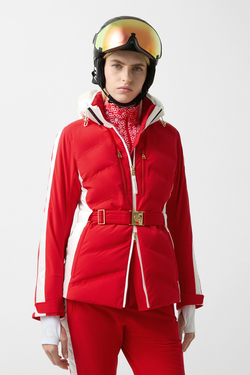 Kira quilted jacket in Red/White 2