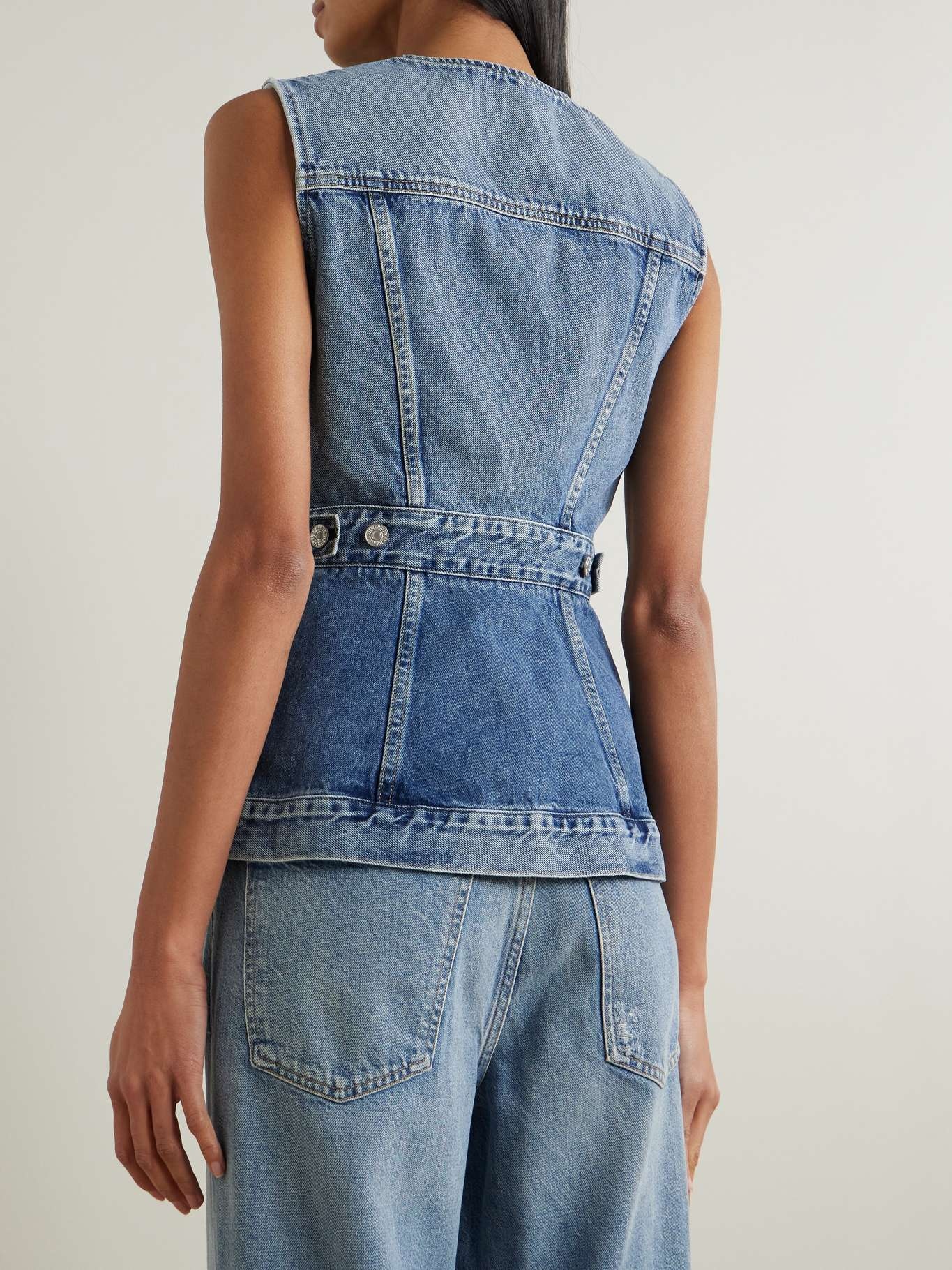 Idalene paneled organic denim vest Mid denim - 3
